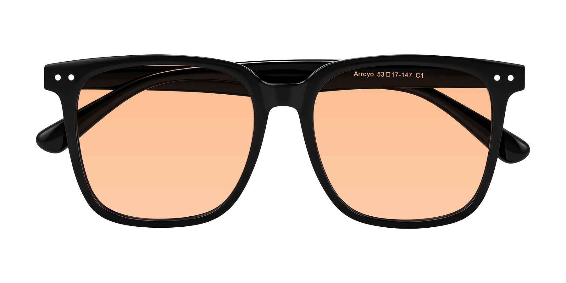 Folded Front of Arroyo in Black with Light Orange Tinted Lenses