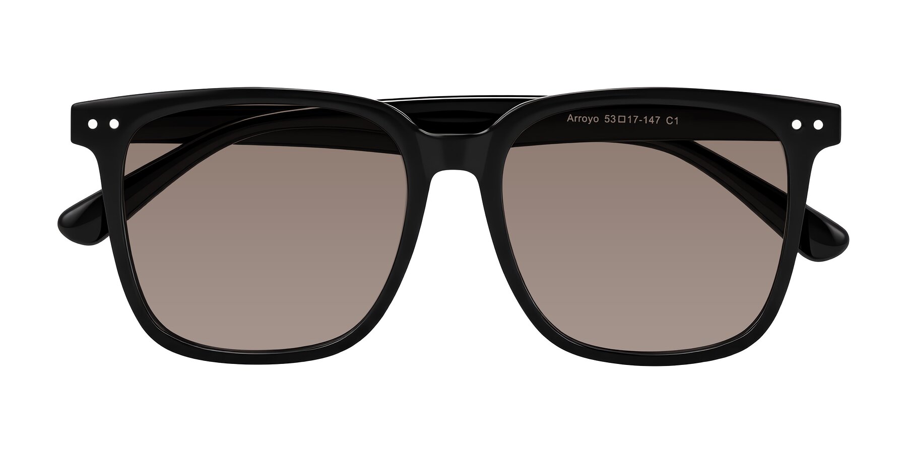 Folded Front of Arroyo in Black with Medium Brown Tinted Lenses