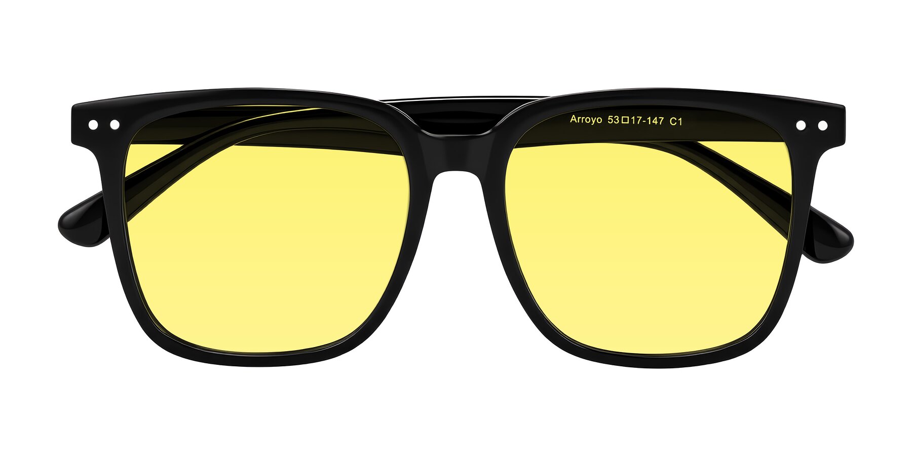 Folded Front of Arroyo in Black with Medium Yellow Tinted Lenses