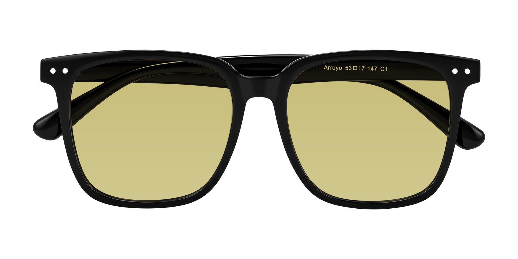 Folded Front of Arroyo in Black with Medium Champagne Tinted Lenses