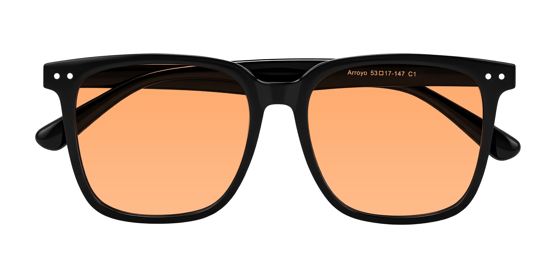 Folded Front of Arroyo in Black with Medium Orange Tinted Lenses