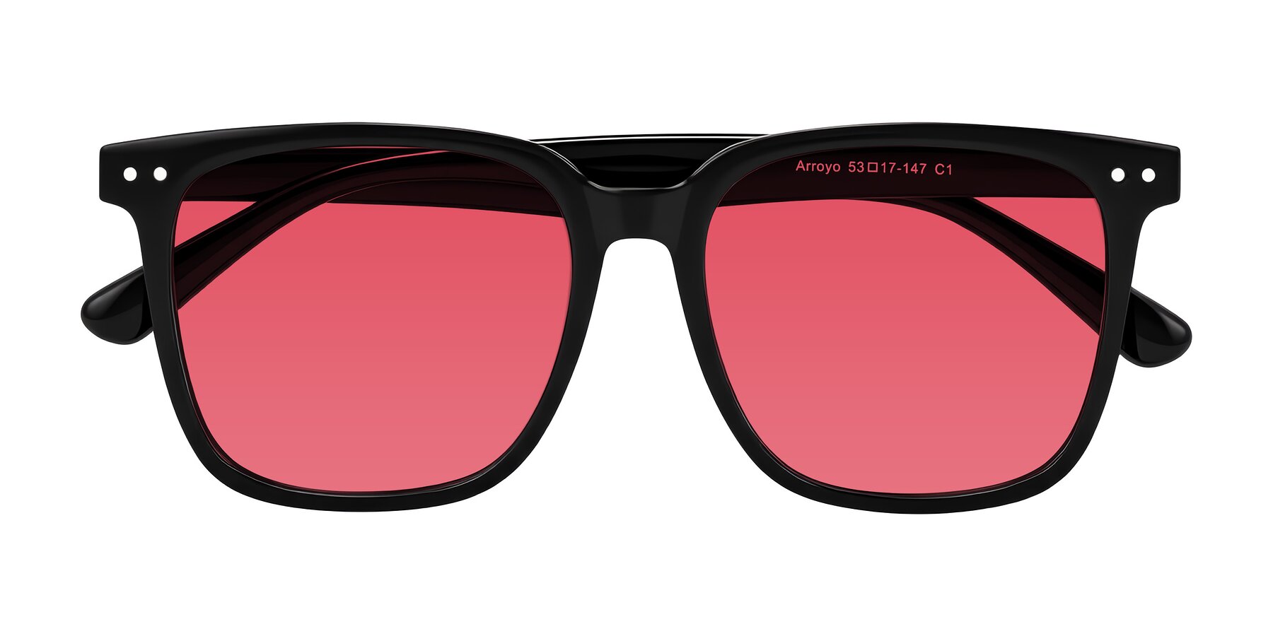 Folded Front of Arroyo in Black with Red Tinted Lenses