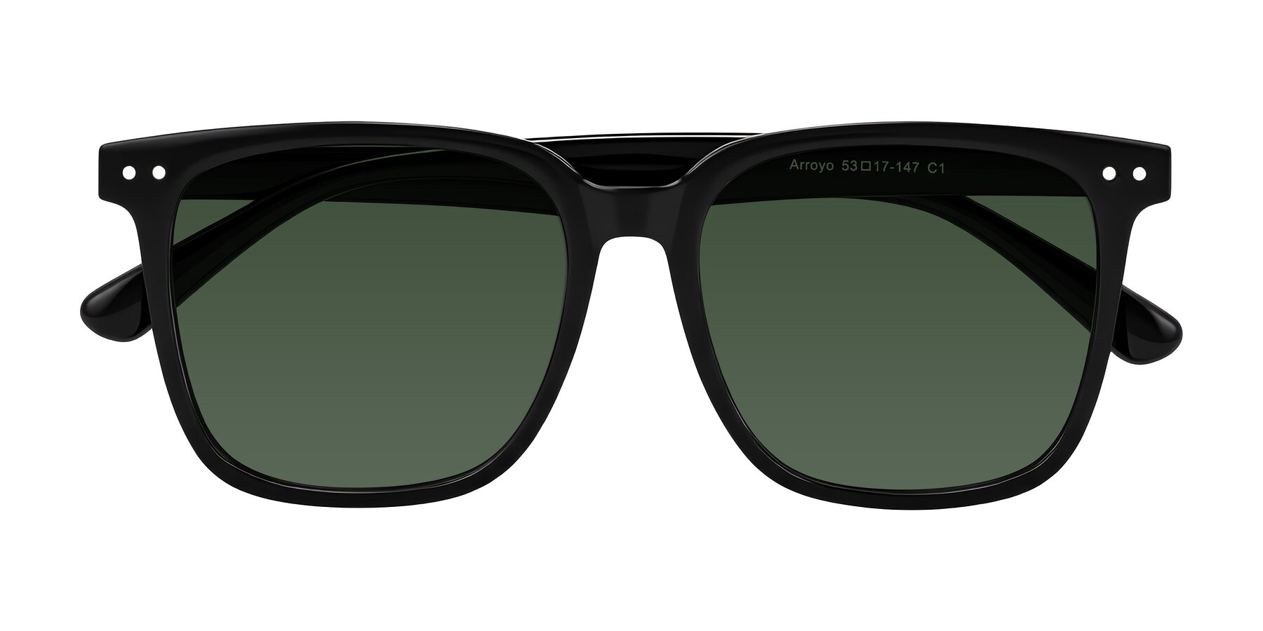 Folded Front of Arroyo in Black with Green Tinted Lenses