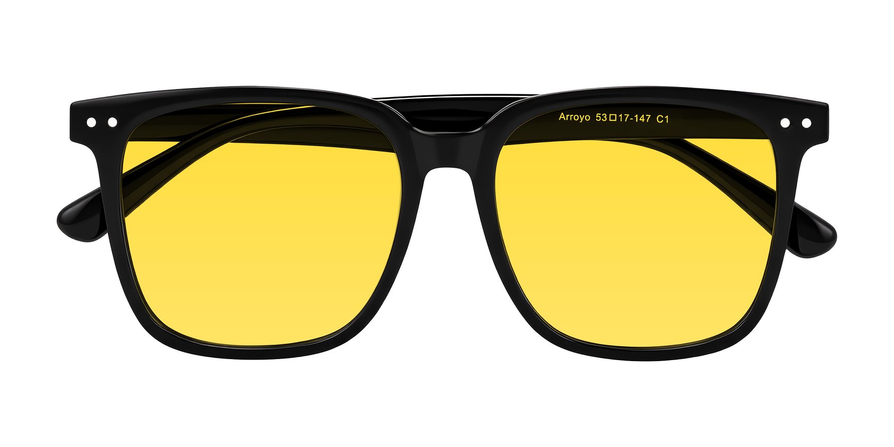 Folded Front of Arroyo in Black with Yellow Tinted Lenses