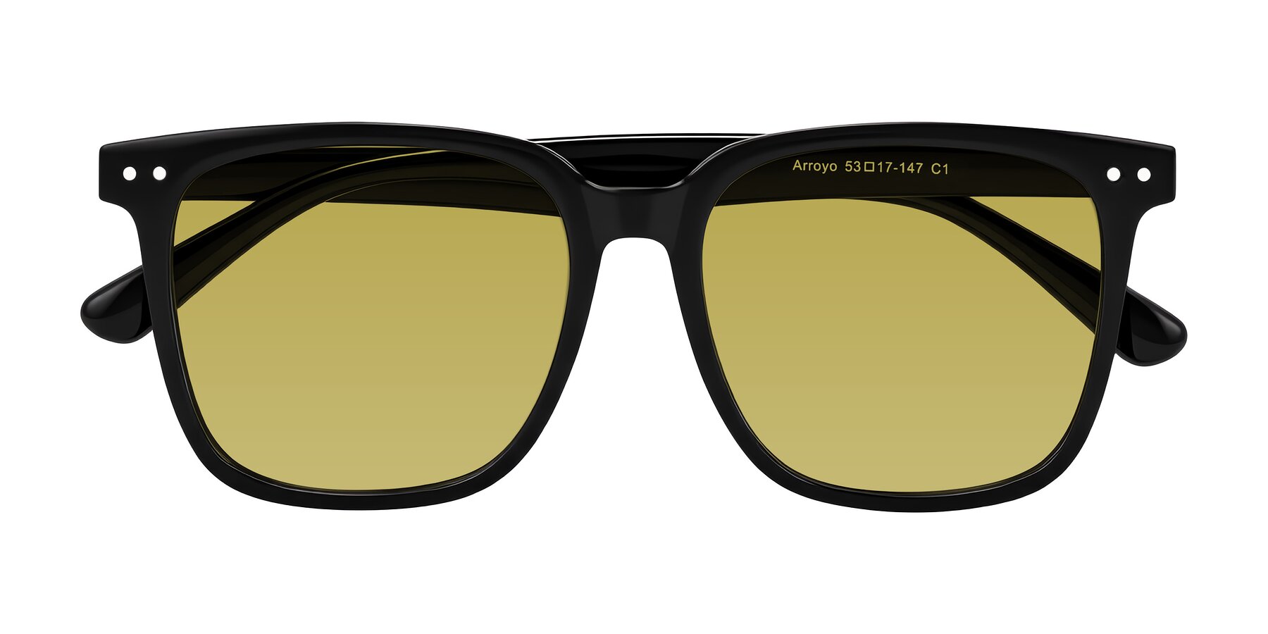 Folded Front of Arroyo in Black with Champagne Tinted Lenses