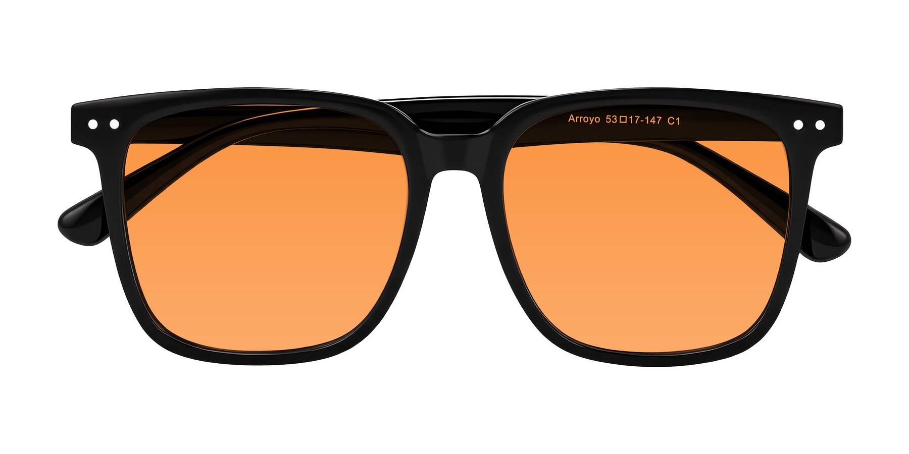Folded Front of Arroyo in Black with Orange Tinted Lenses