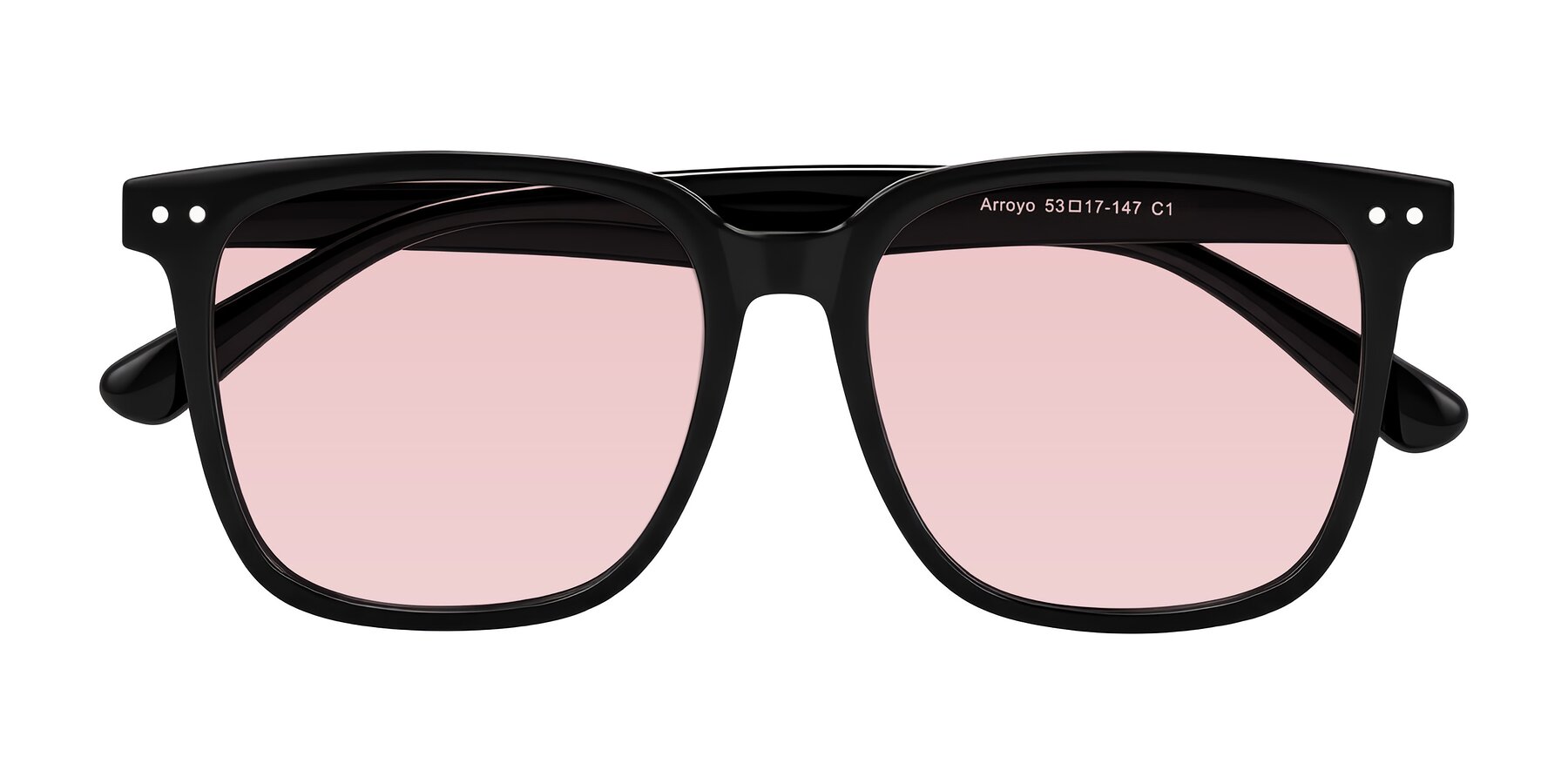 Folded Front of Arroyo in Black with Light Garnet Tinted Lenses