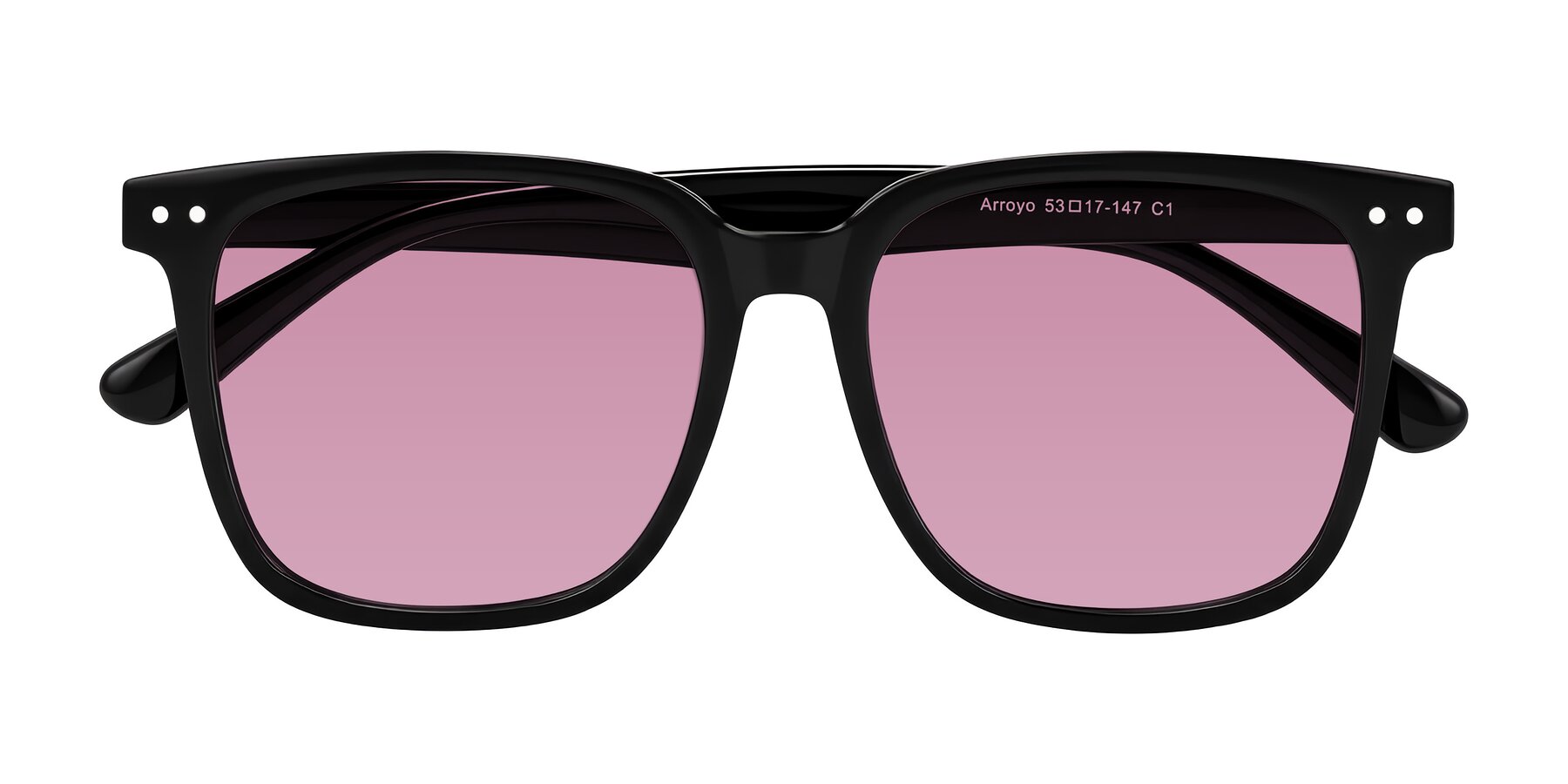 Folded Front of Arroyo in Black with Medium Wine Tinted Lenses