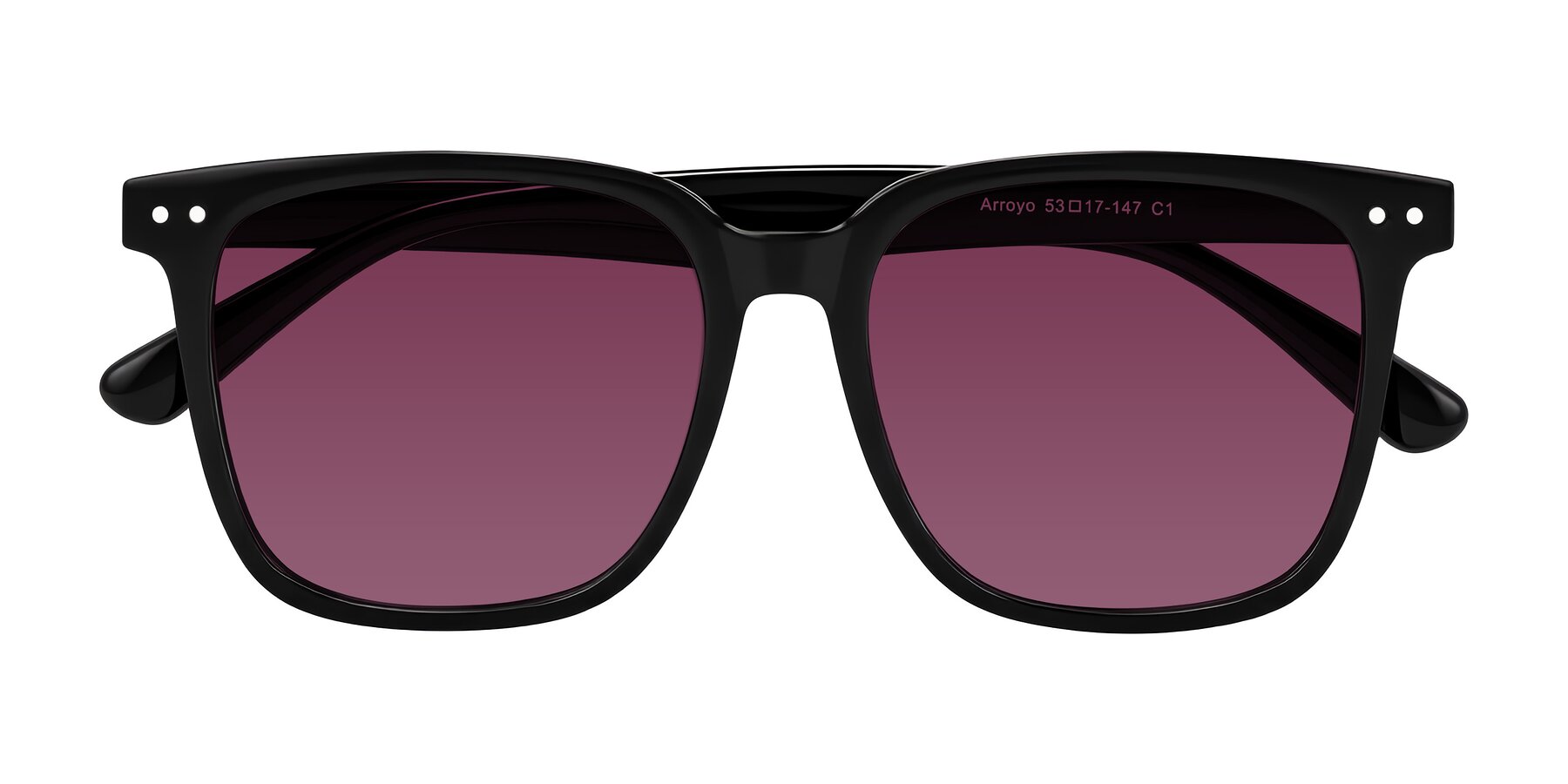 Folded Front of Arroyo in Black with Wine Tinted Lenses