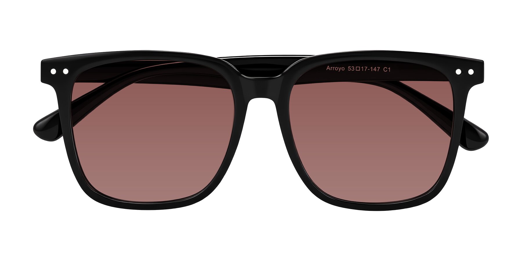 Folded Front of Arroyo in Black with Garnet Tinted Lenses