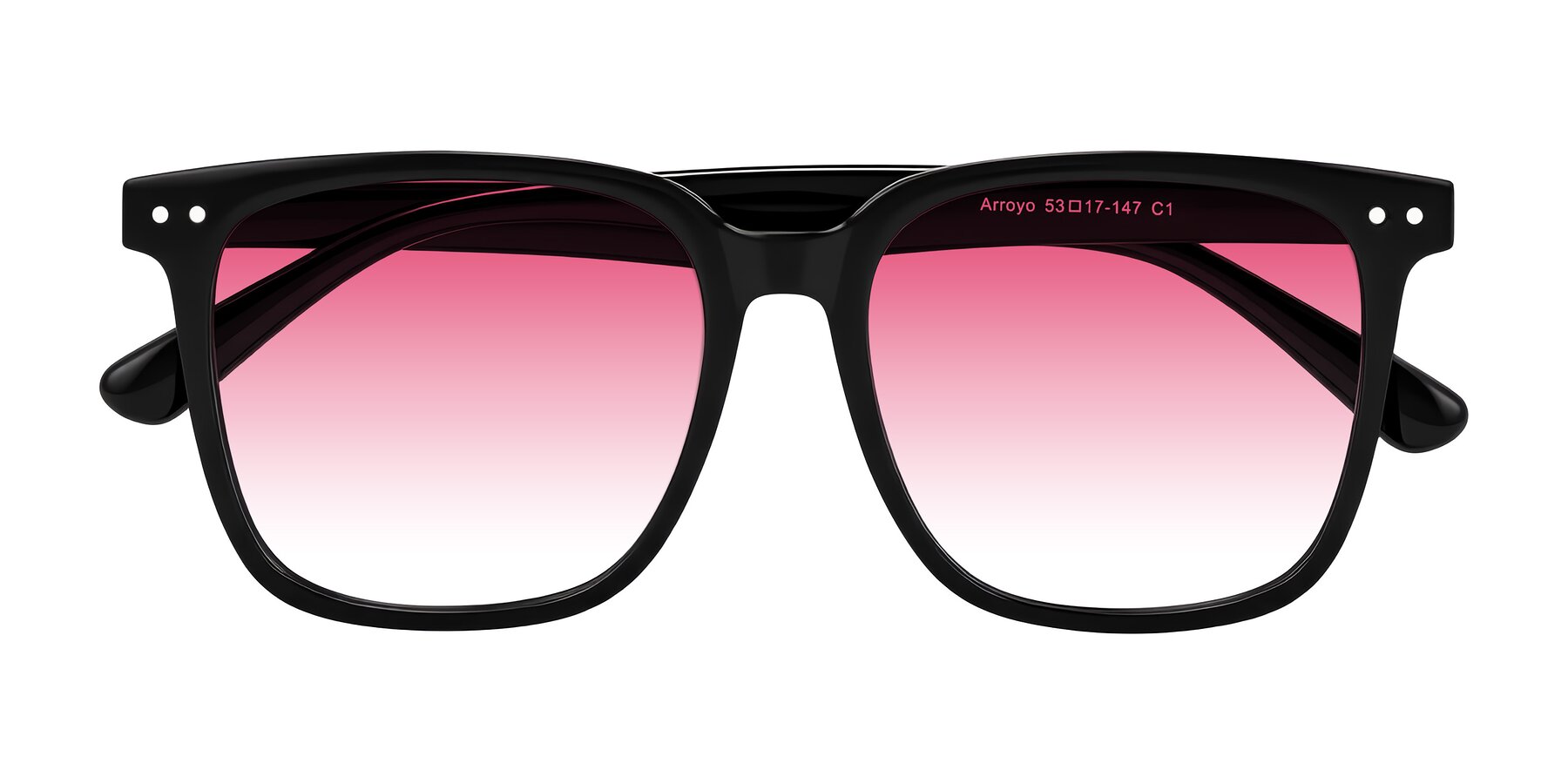 Folded Front of Arroyo in Black with Pink Gradient Lenses