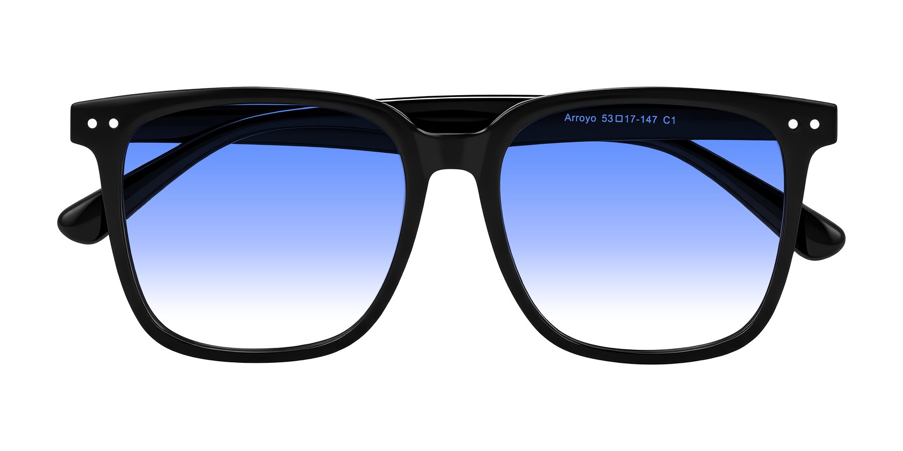 Folded Front of Arroyo in Black with Blue Gradient Lenses