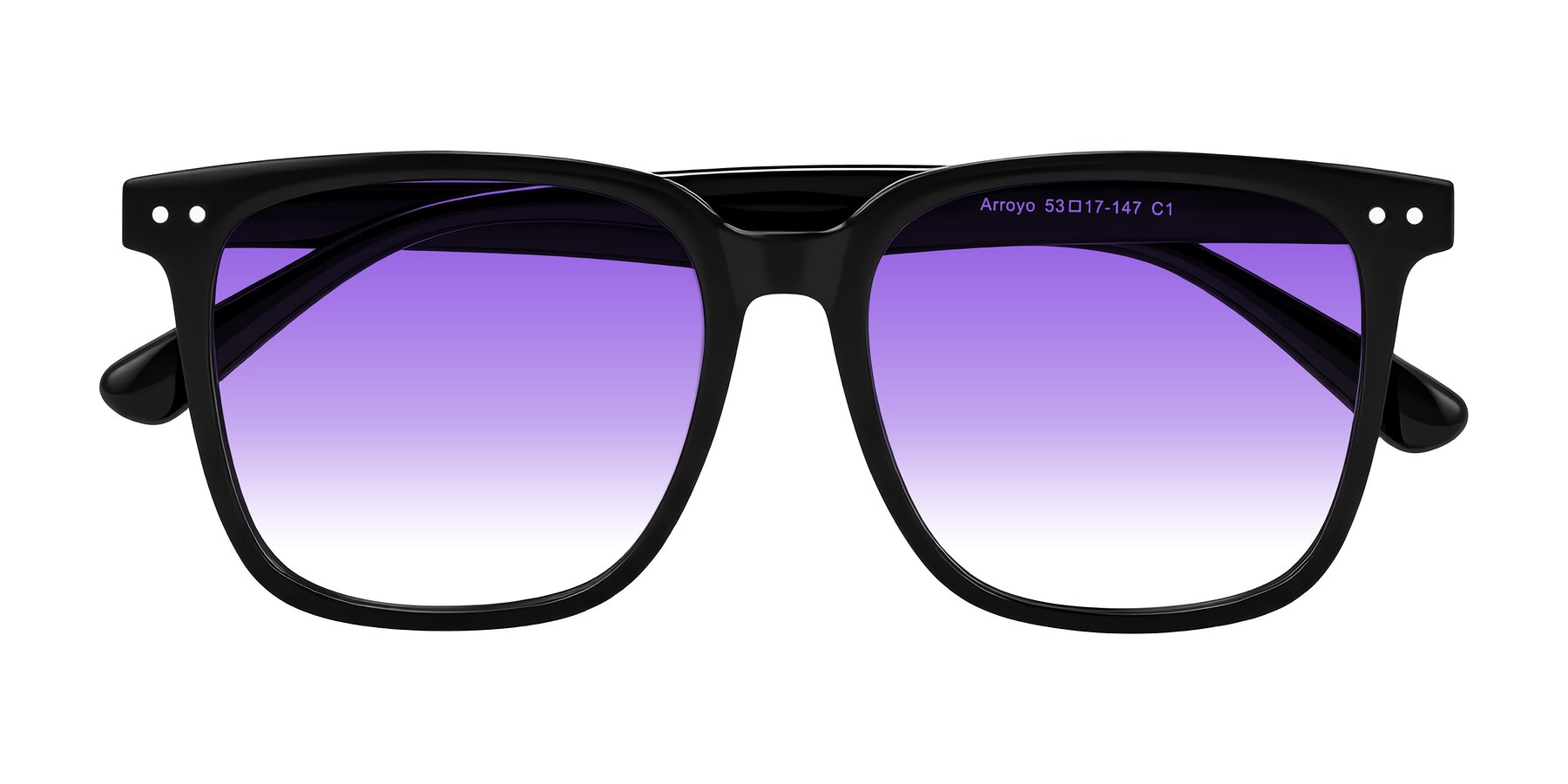 Folded Front of Arroyo in Black with Purple Gradient Lenses