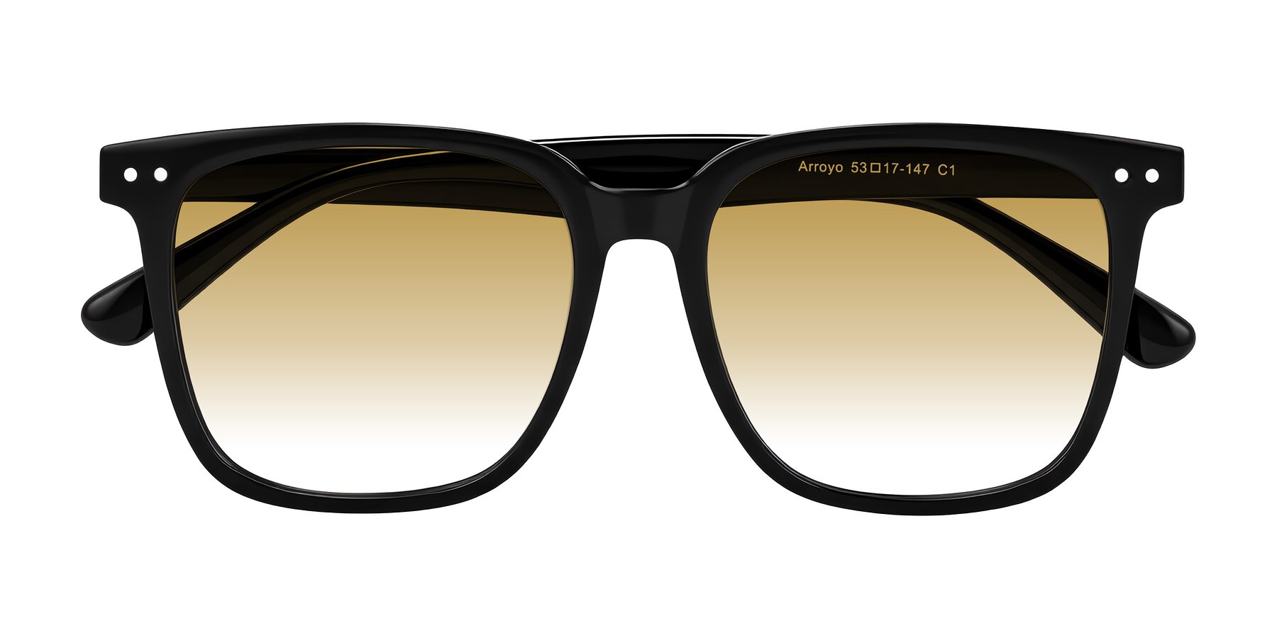 Folded Front of Arroyo in Black with Champagne Gradient Lenses