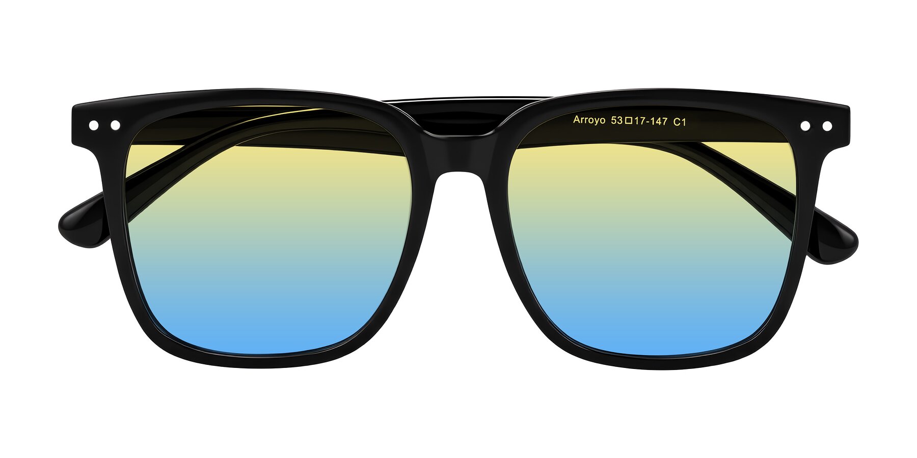 Folded Front of Arroyo in Black with Yellow / Blue Gradient Lenses