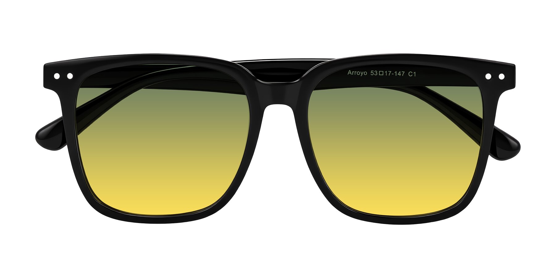 Folded Front of Arroyo in Black with Green / Yellow Gradient Lenses