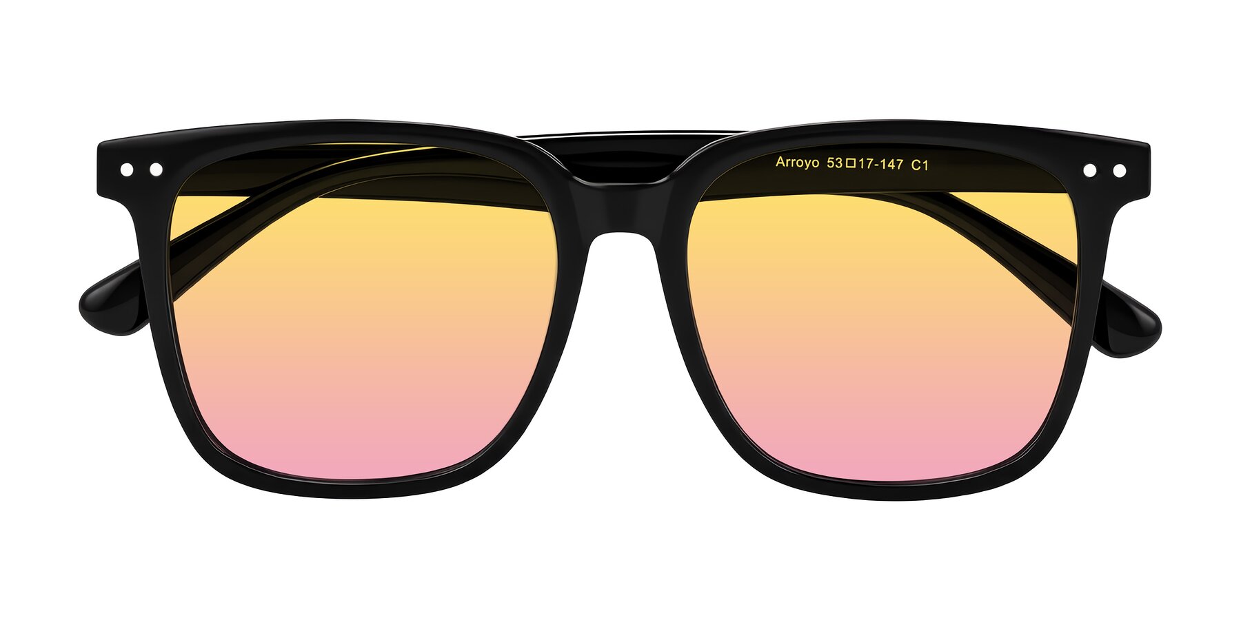 Folded Front of Arroyo in Black with Yellow / Pink Gradient Lenses