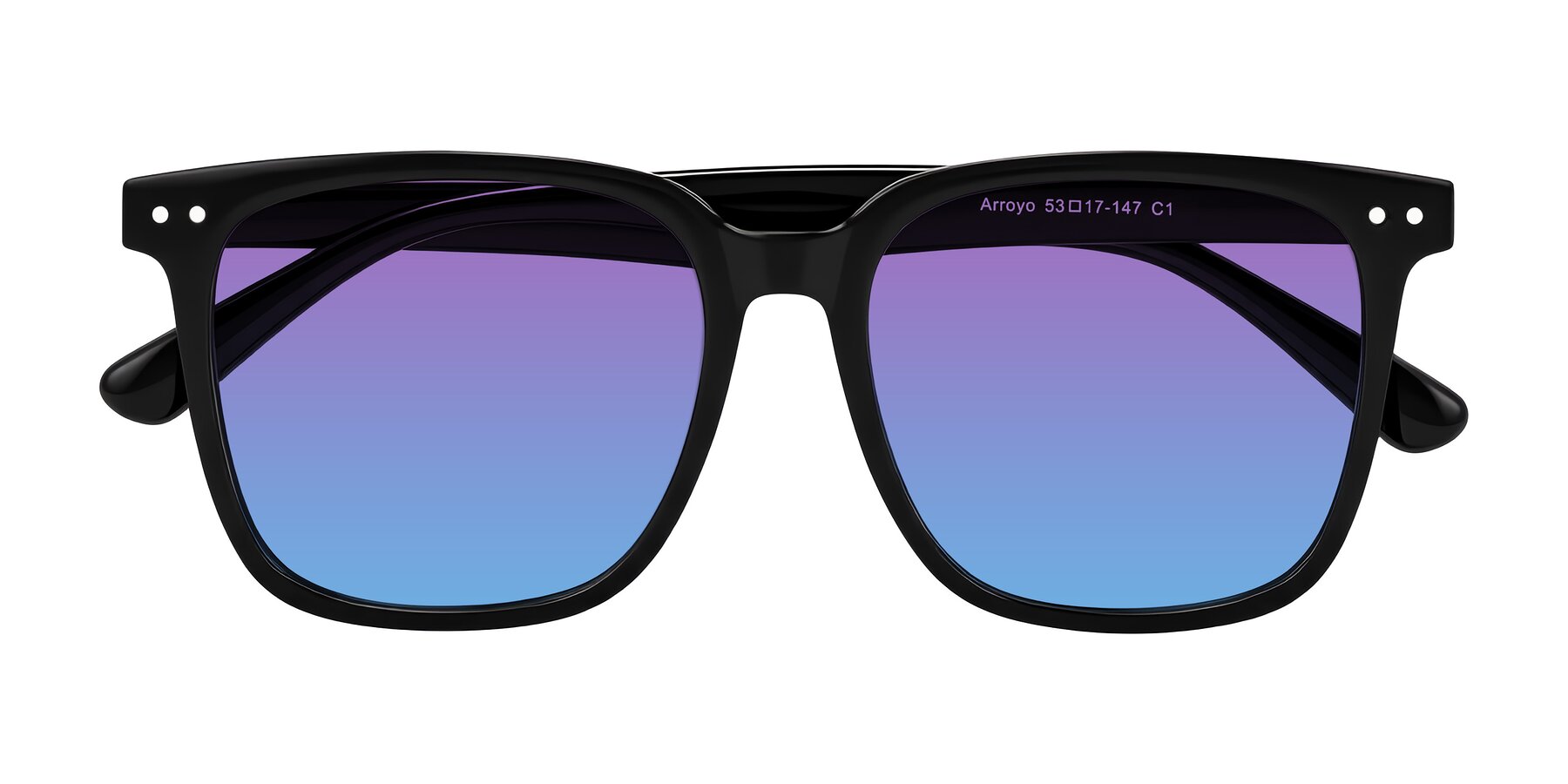 Folded Front of Arroyo in Black with Purple / Blue Gradient Lenses