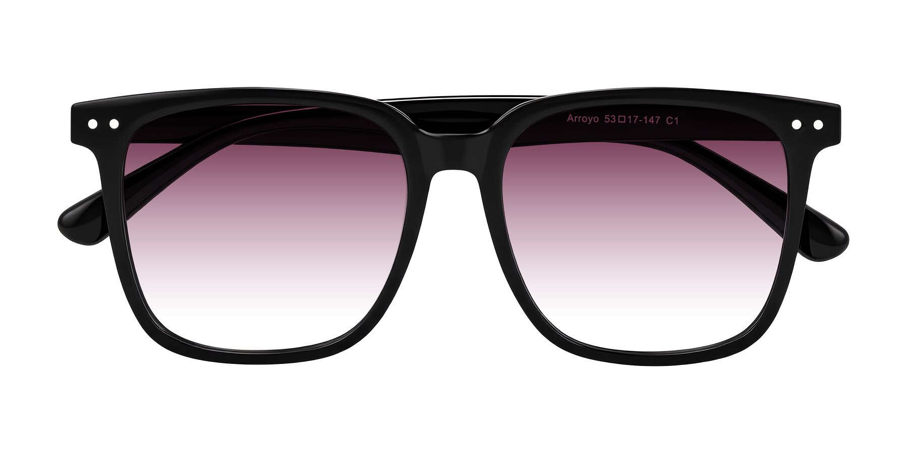 Folded Front of Arroyo in Black with Wine Gradient Lenses