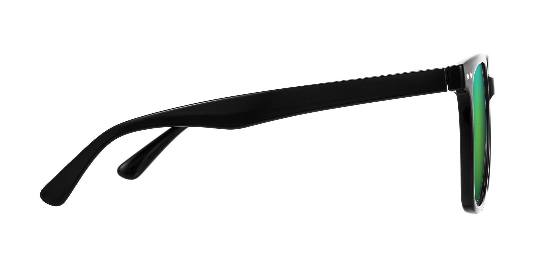 Side of Arroyo in Black with Green Mirrored Lenses