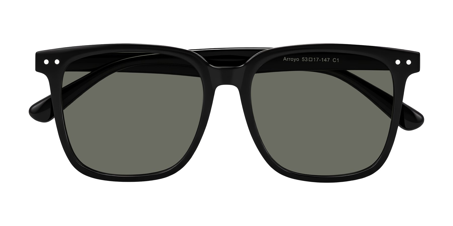 Folded Front of Arroyo in Black with Gray Polarized Lenses