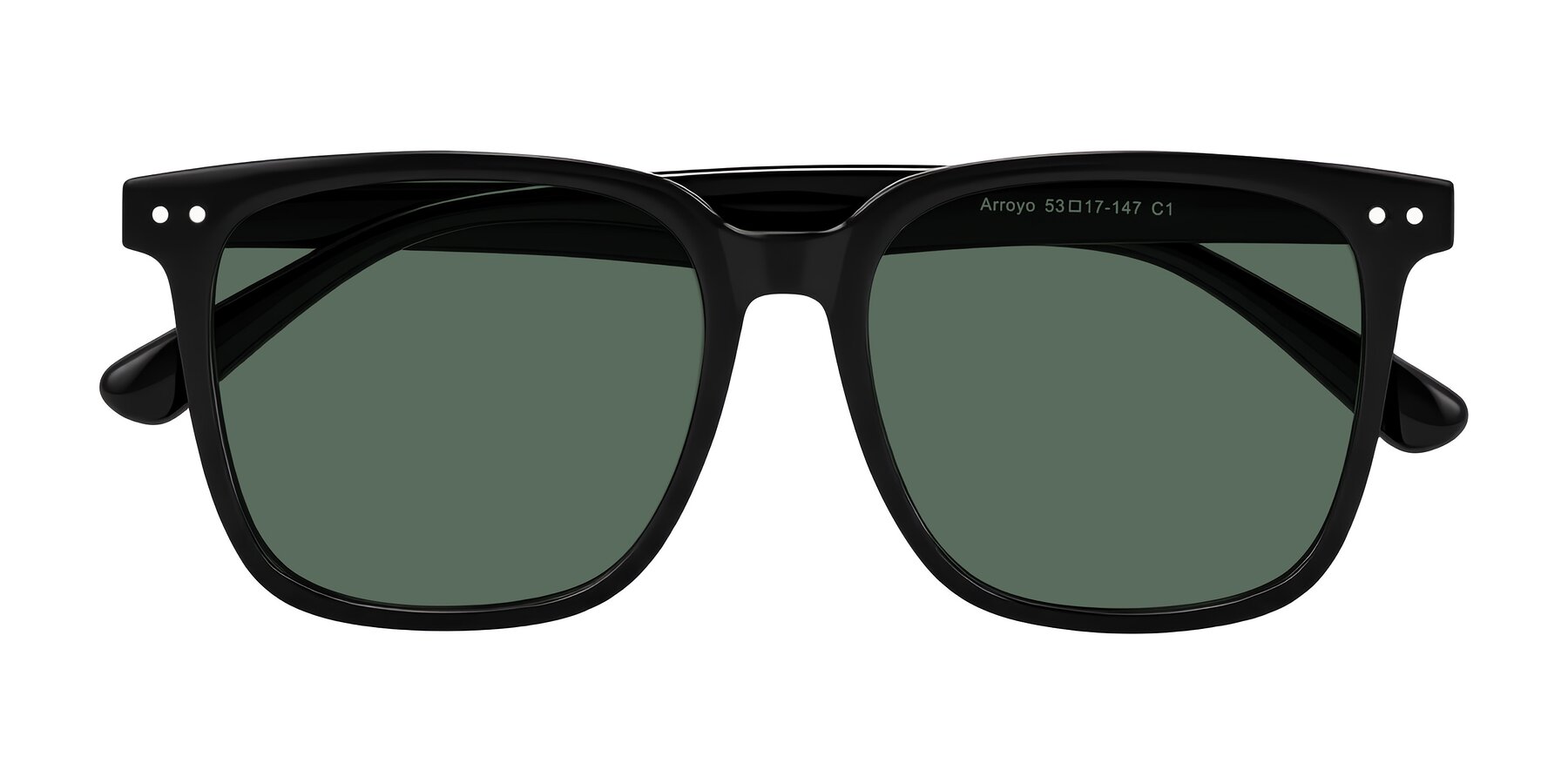 Folded Front of Arroyo in Black with Green Polarized Lenses