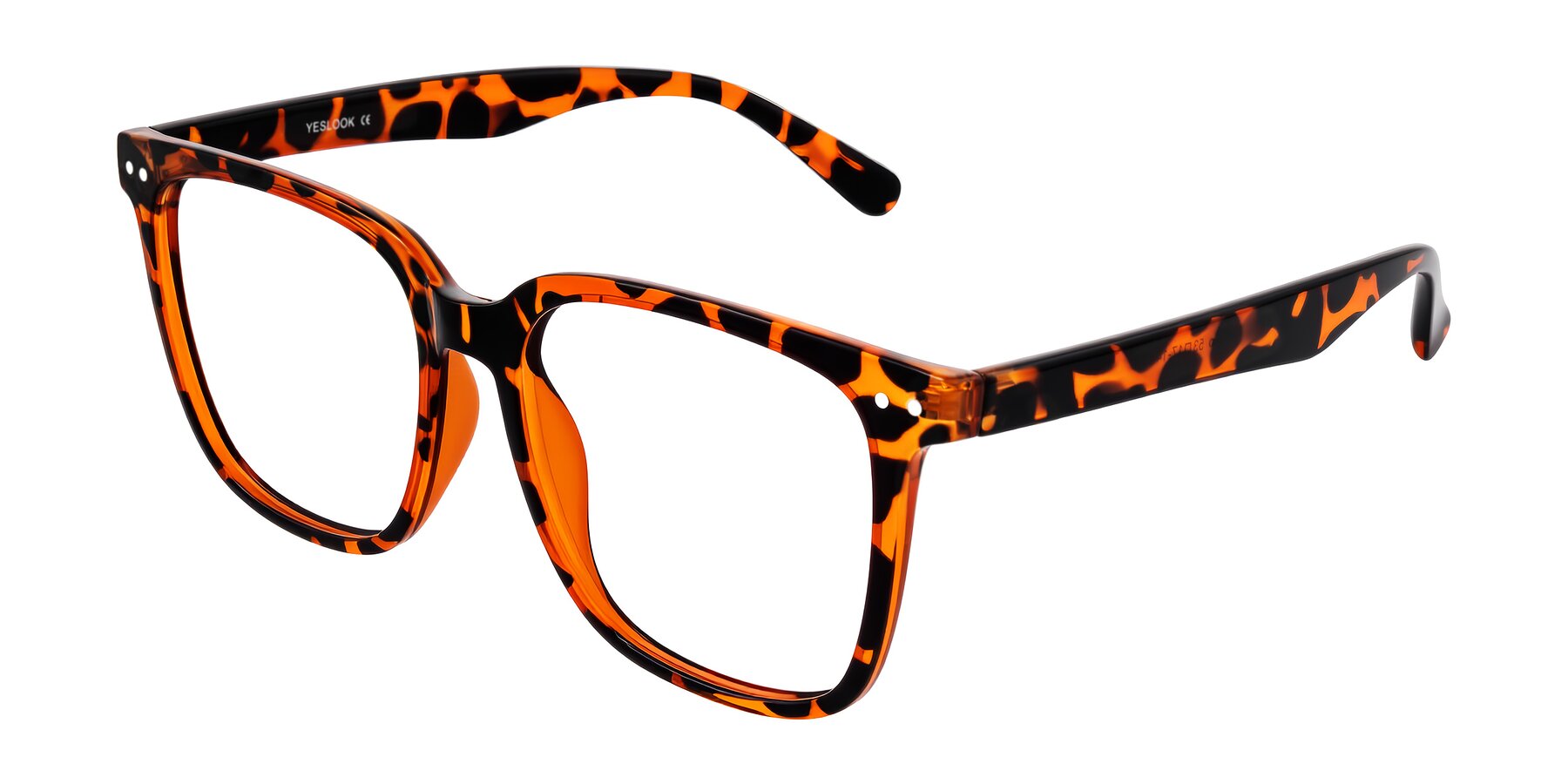 Angle of Arroyo in Tortoise with Clear Eyeglass Lenses