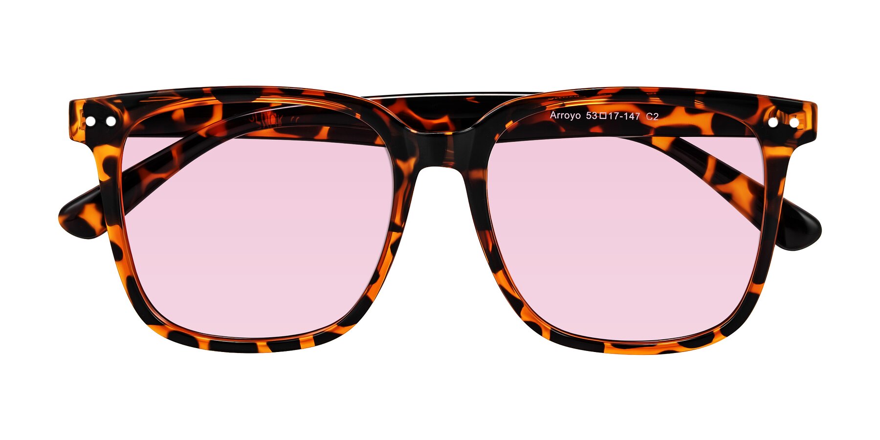 Folded Front of Arroyo in Tortoise with Light Pink Tinted Lenses