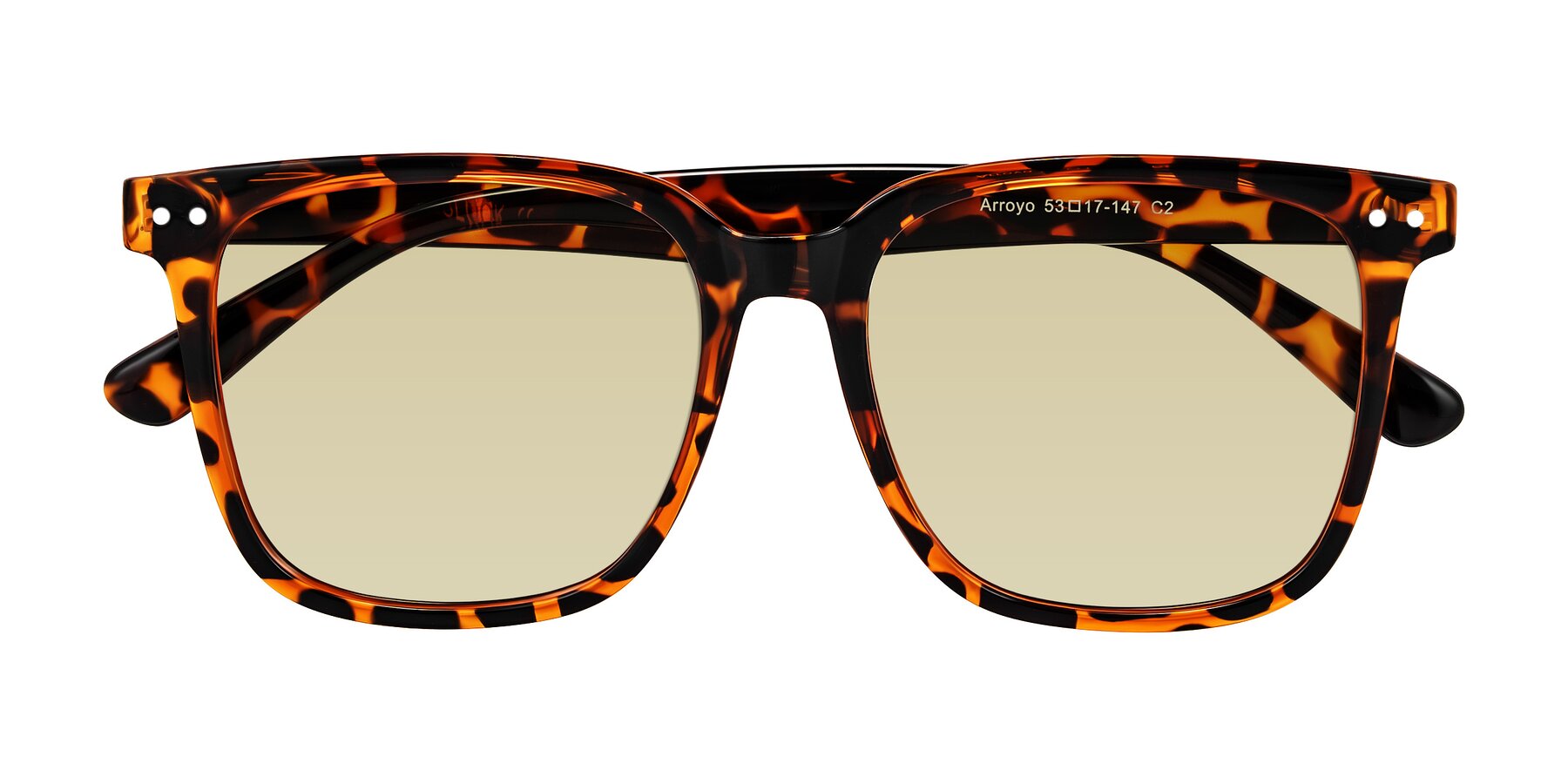 Folded Front of Arroyo in Tortoise with Light Champagne Tinted Lenses