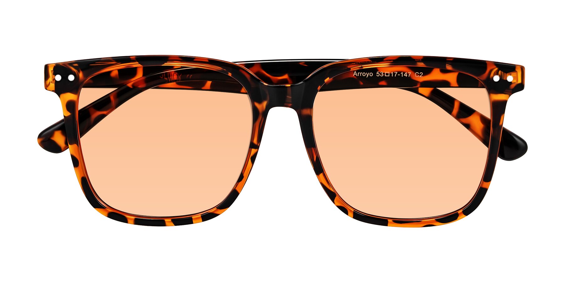 Folded Front of Arroyo in Tortoise with Light Orange Tinted Lenses