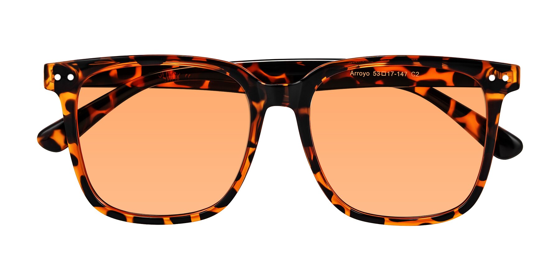 Folded Front of Arroyo in Tortoise with Medium Orange Tinted Lenses