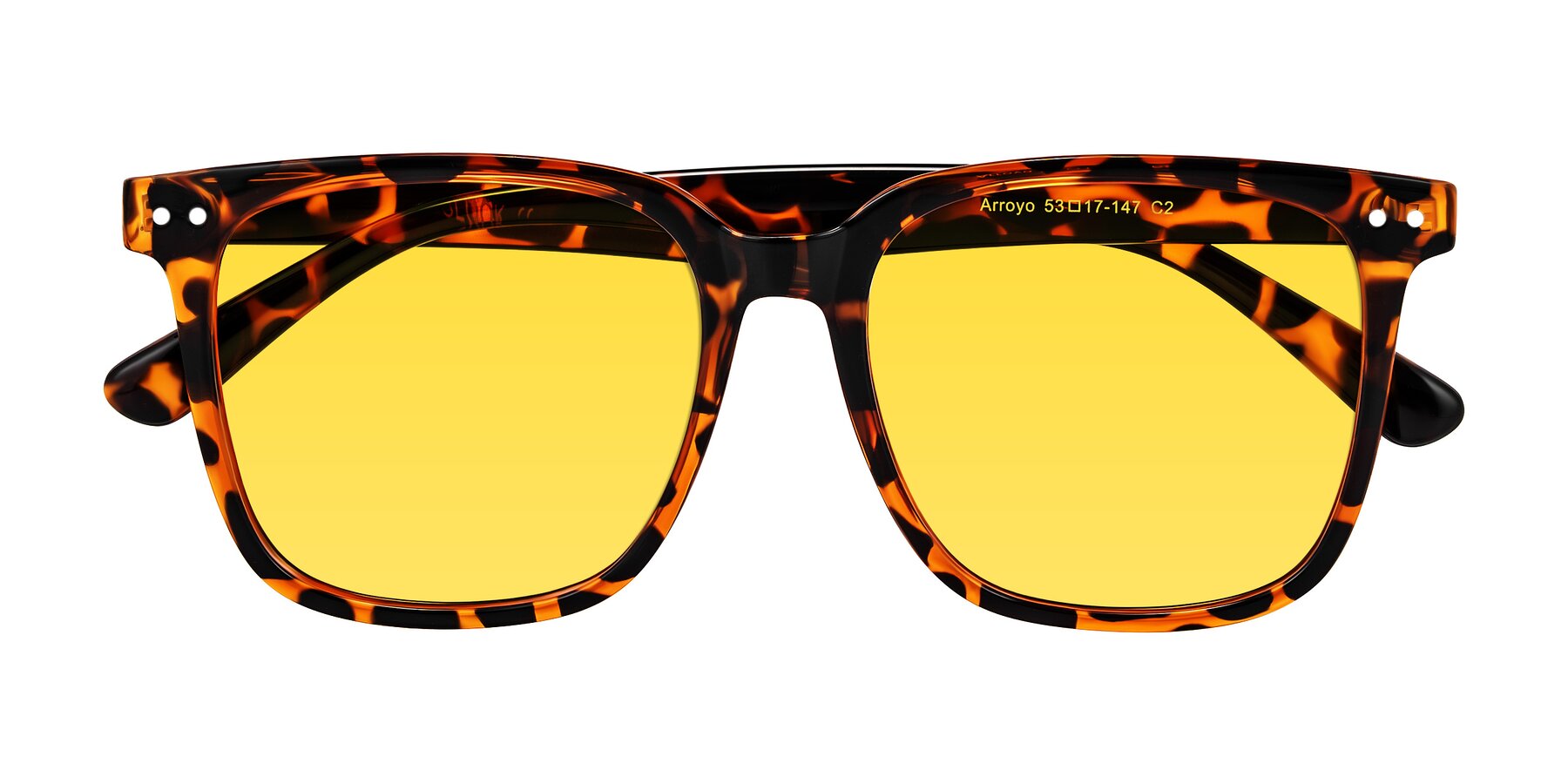 Folded Front of Arroyo in Tortoise with Yellow Tinted Lenses