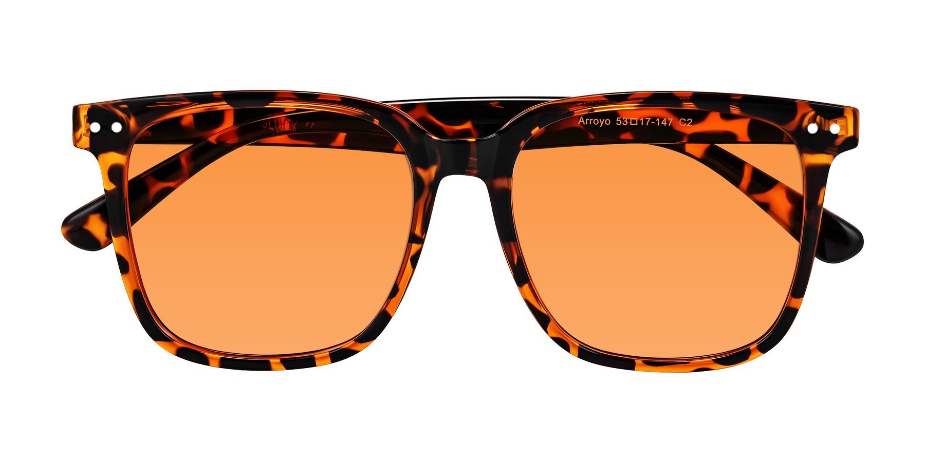 Folded Front of Arroyo in Tortoise with Orange Tinted Lenses