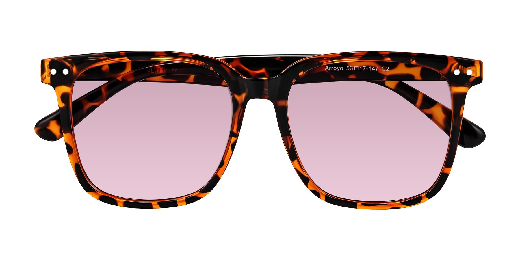 Folded Front of Arroyo in Tortoise with Light Wine Tinted Lenses