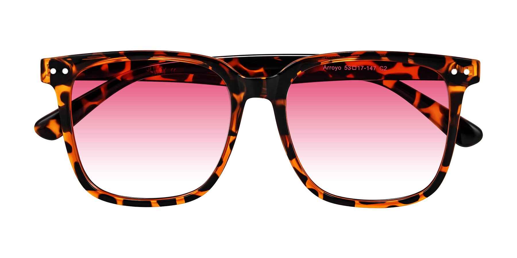 Folded Front of Arroyo in Tortoise with Pink Gradient Lenses
