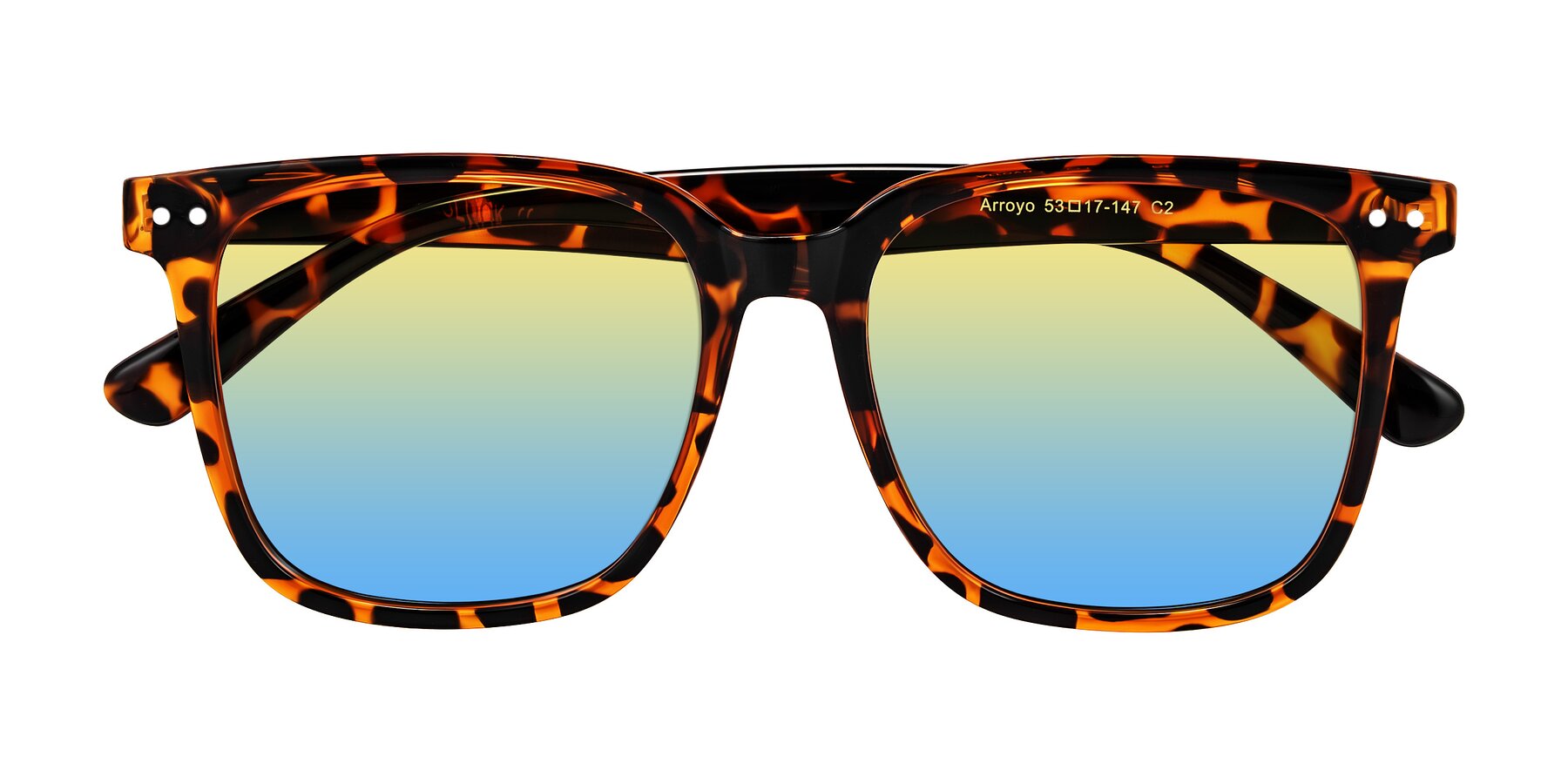 Folded Front of Arroyo in Tortoise with Yellow / Blue Gradient Lenses