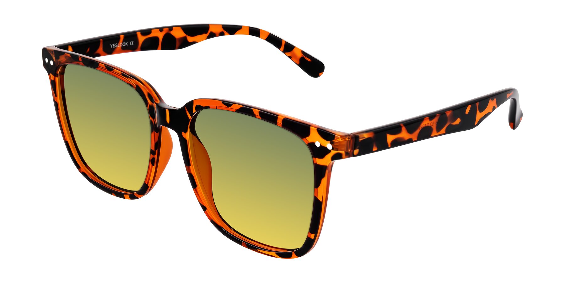 Angle of Arroyo in Tortoise with Green / Yellow Gradient Lenses