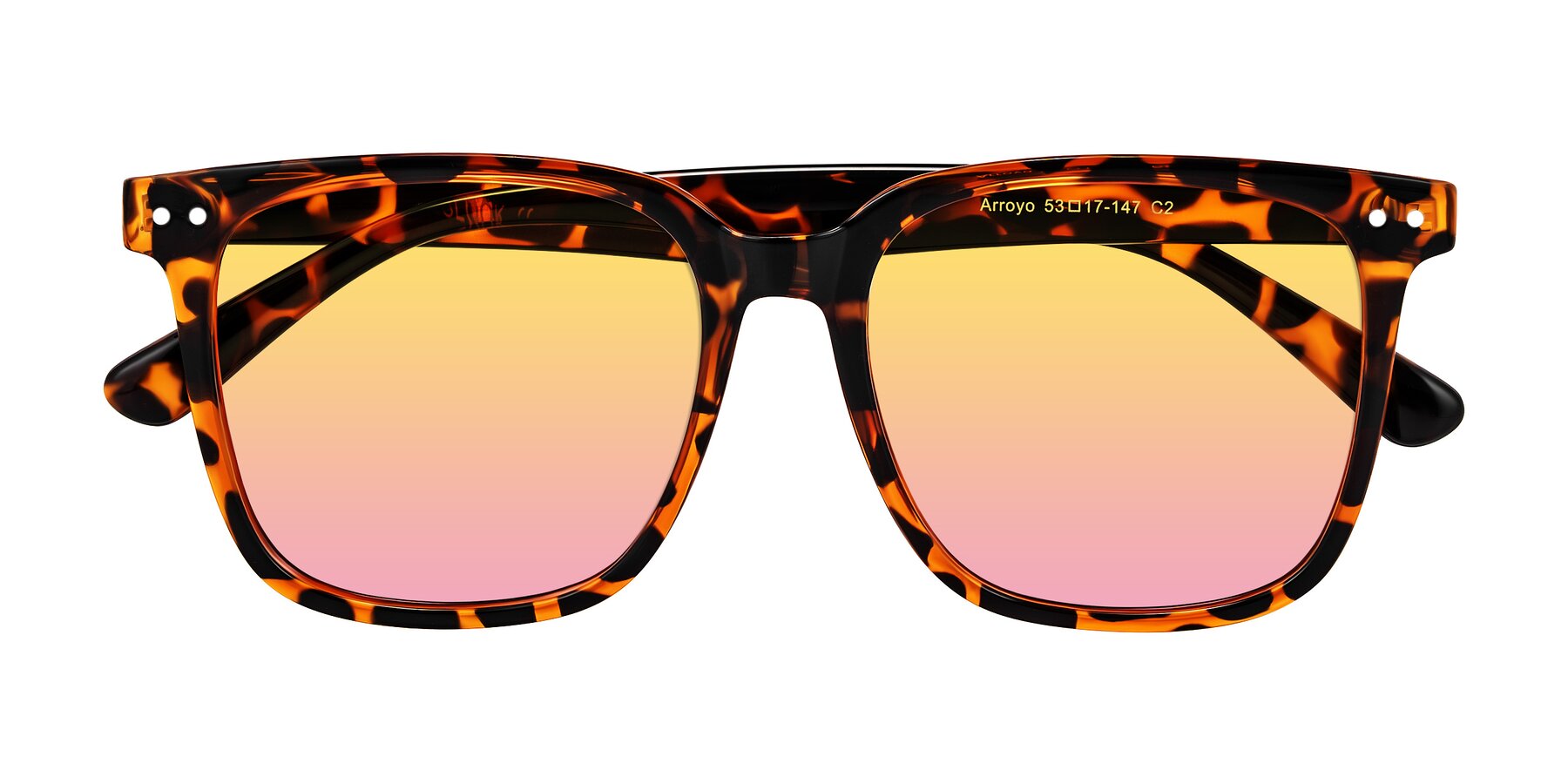 Folded Front of Arroyo in Tortoise with Yellow / Pink Gradient Lenses