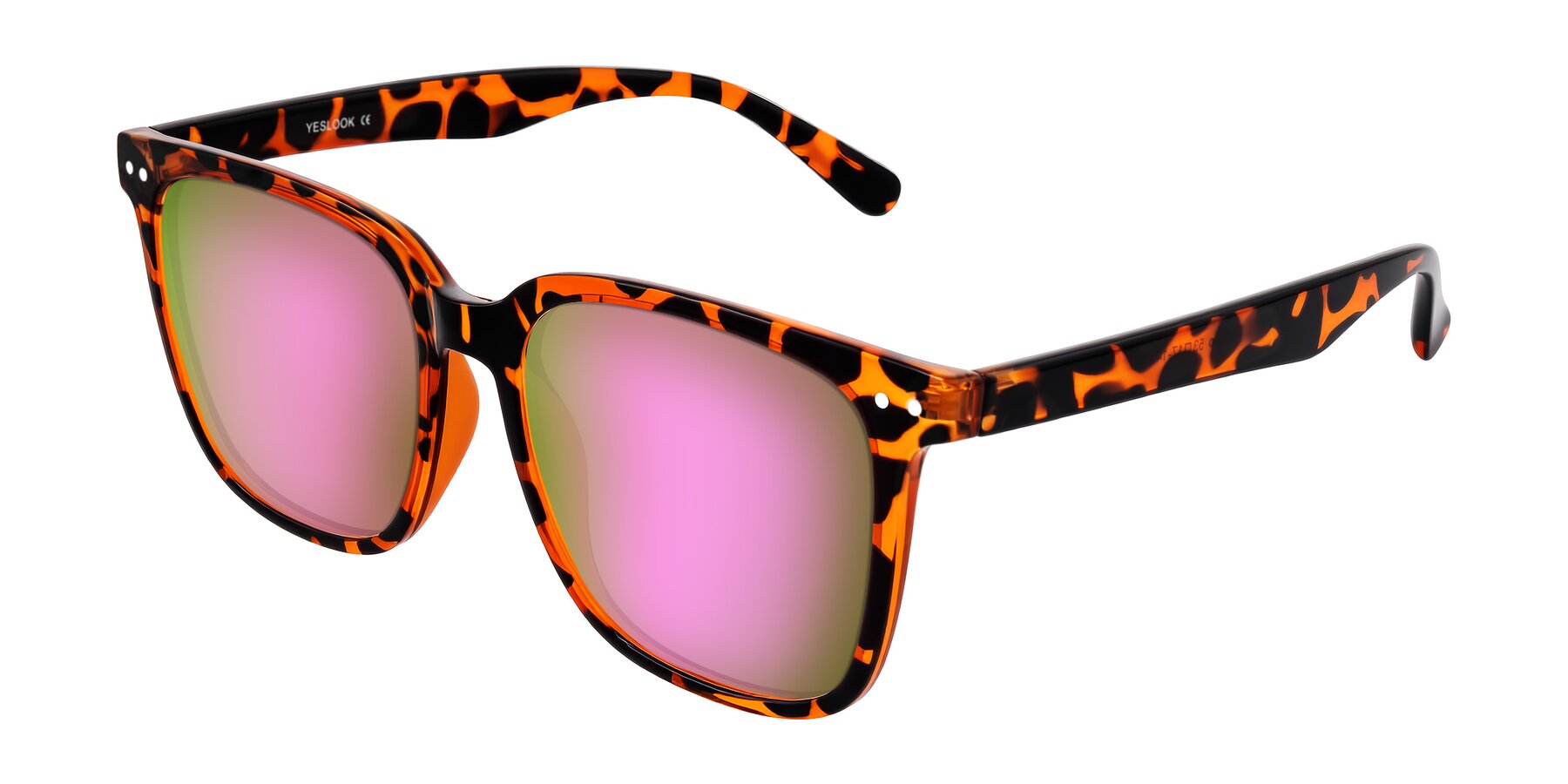 Angle of Arroyo in Tortoise with Pink Mirrored Lenses