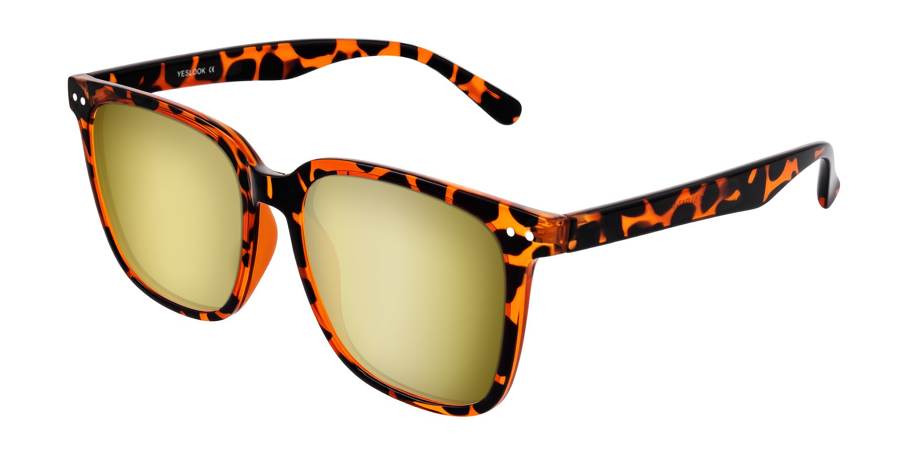 Angle of Arroyo in Tortoise with Gold Mirrored Lenses