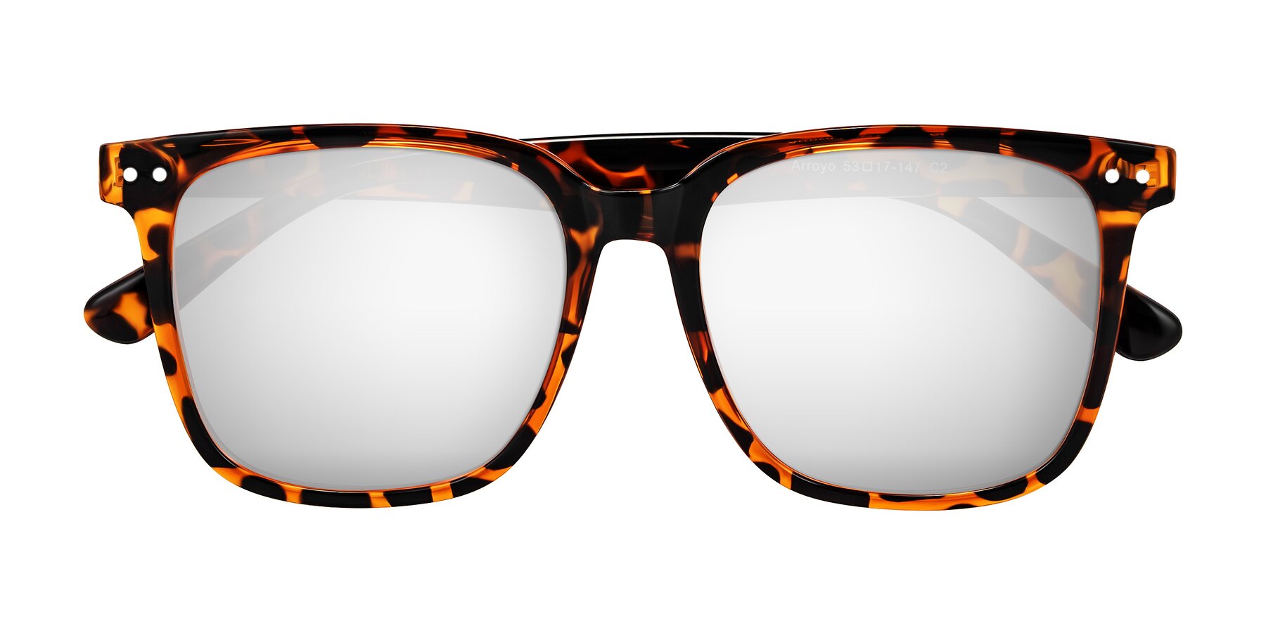 Folded Front of Arroyo in Tortoise with Silver Mirrored Lenses