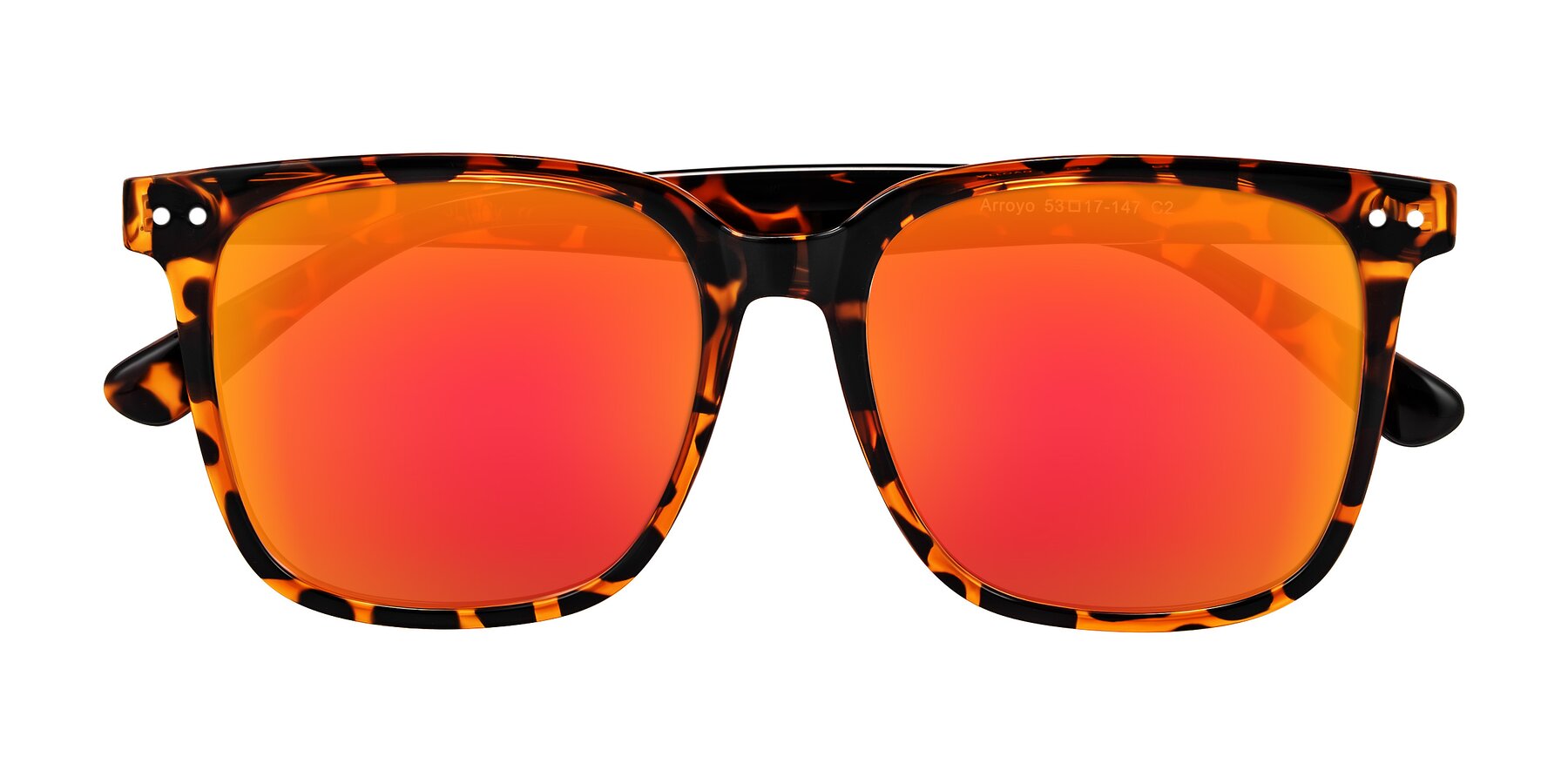 Folded Front of Arroyo in Tortoise with Red Gold Mirrored Lenses