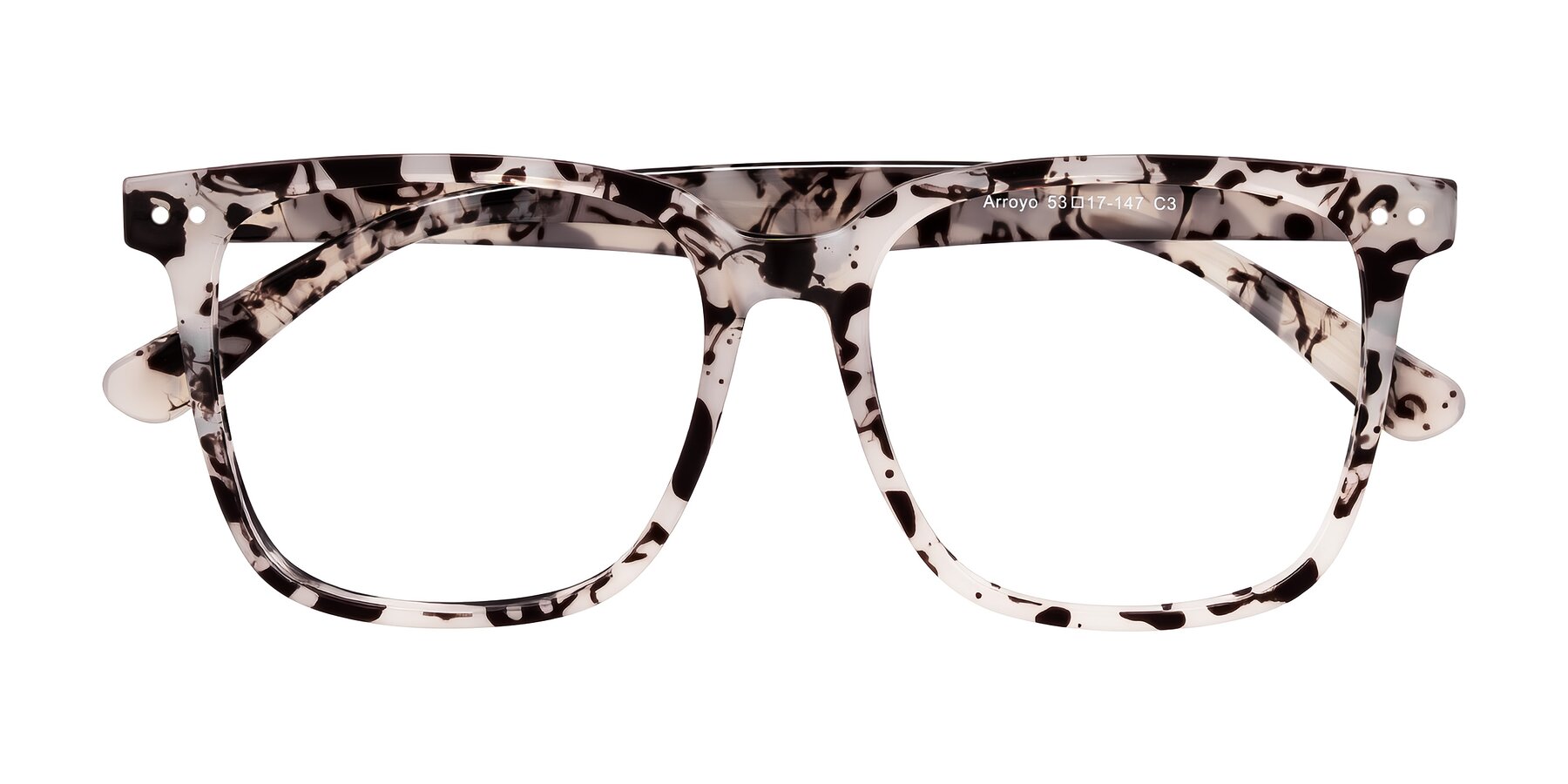 Folded Front of Arroyo in Ivory Tortoise with Clear Eyeglass Lenses