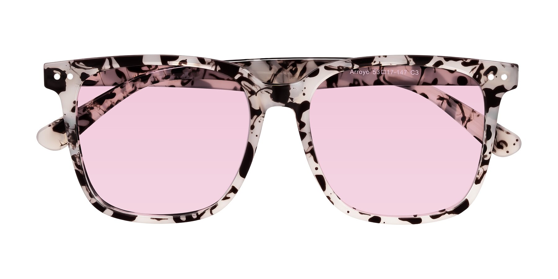 Folded Front of Arroyo in Ivory Tortoise with Light Pink Tinted Lenses