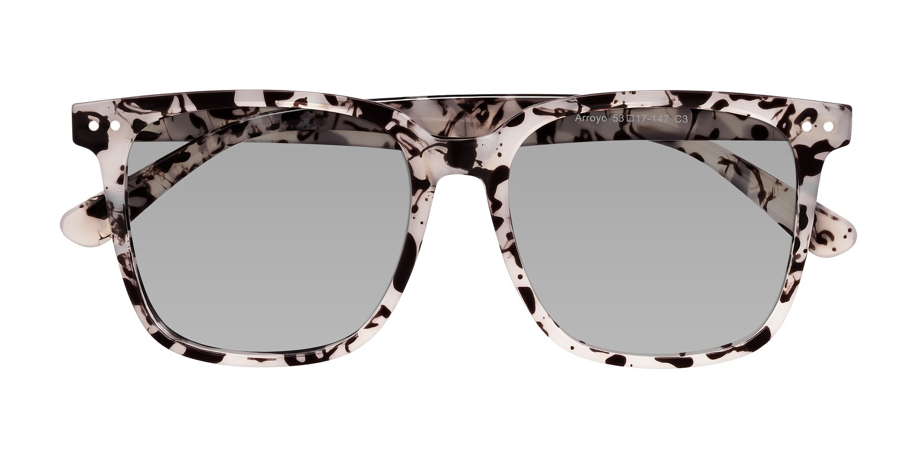 Folded Front of Arroyo in Ivory Tortoise with Light Gray Tinted Lenses