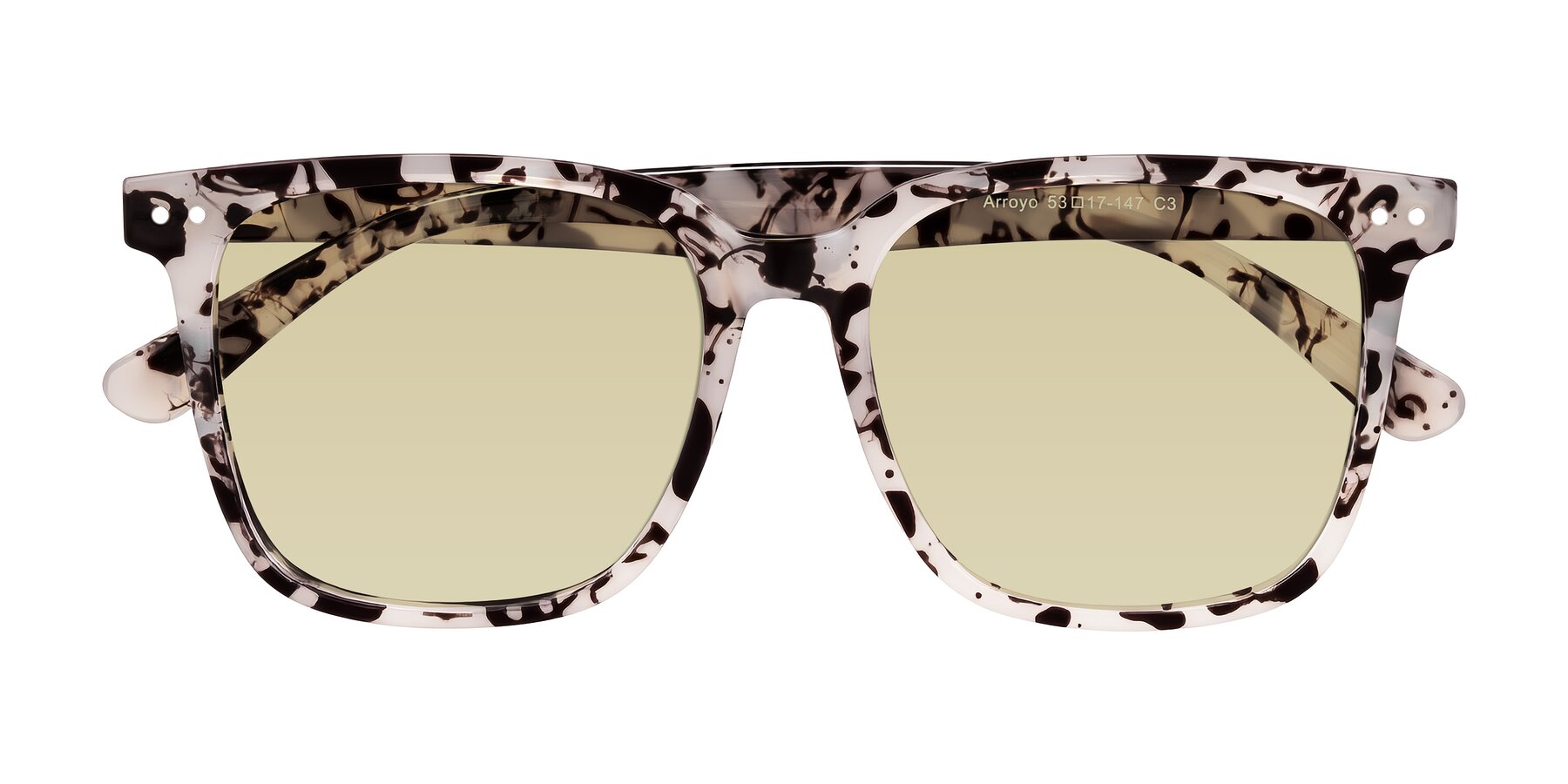 Folded Front of Arroyo in Ivory Tortoise with Light Champagne Tinted Lenses
