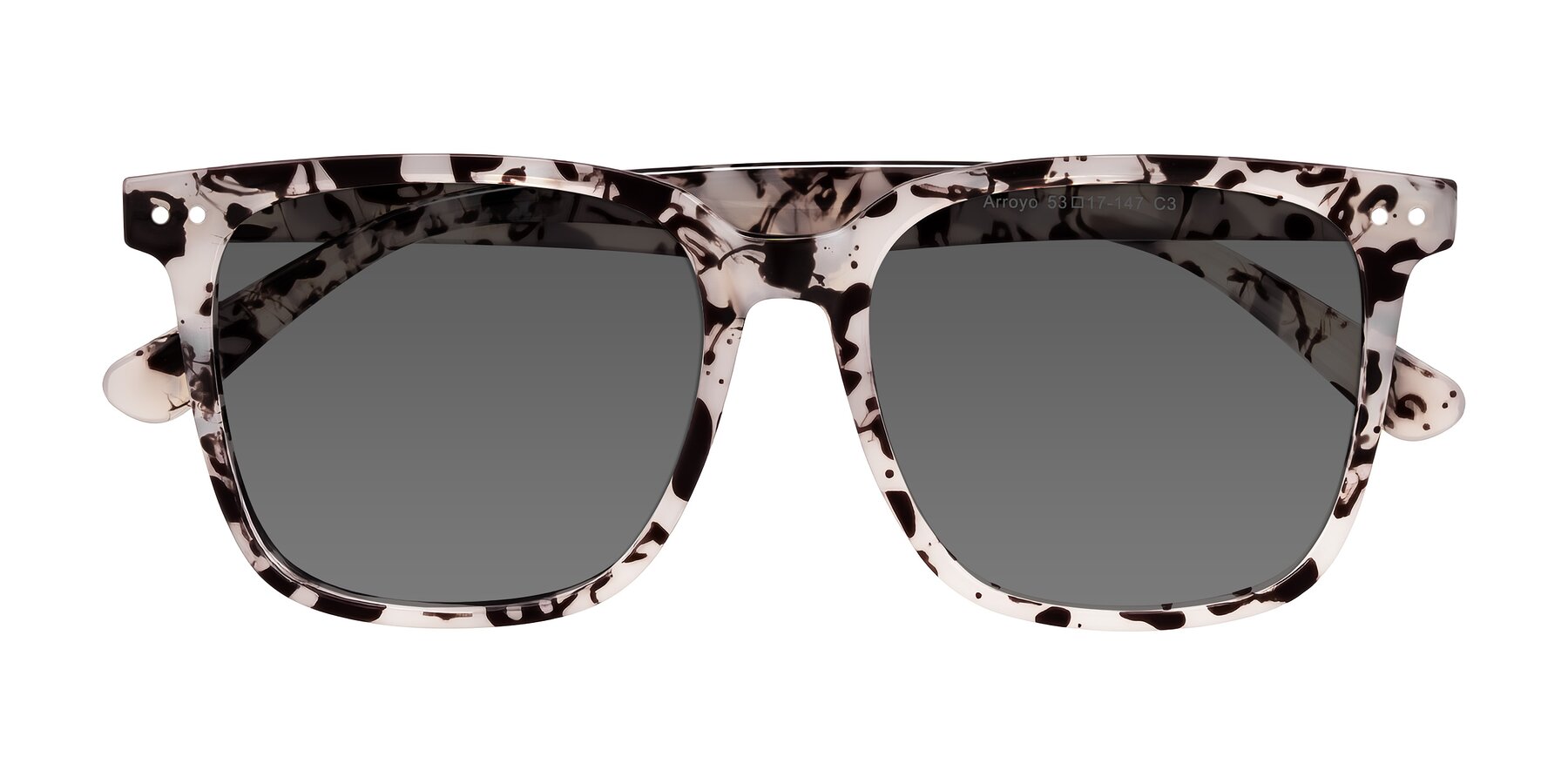 Folded Front of Arroyo in Ivory Tortoise with Medium Gray Tinted Lenses