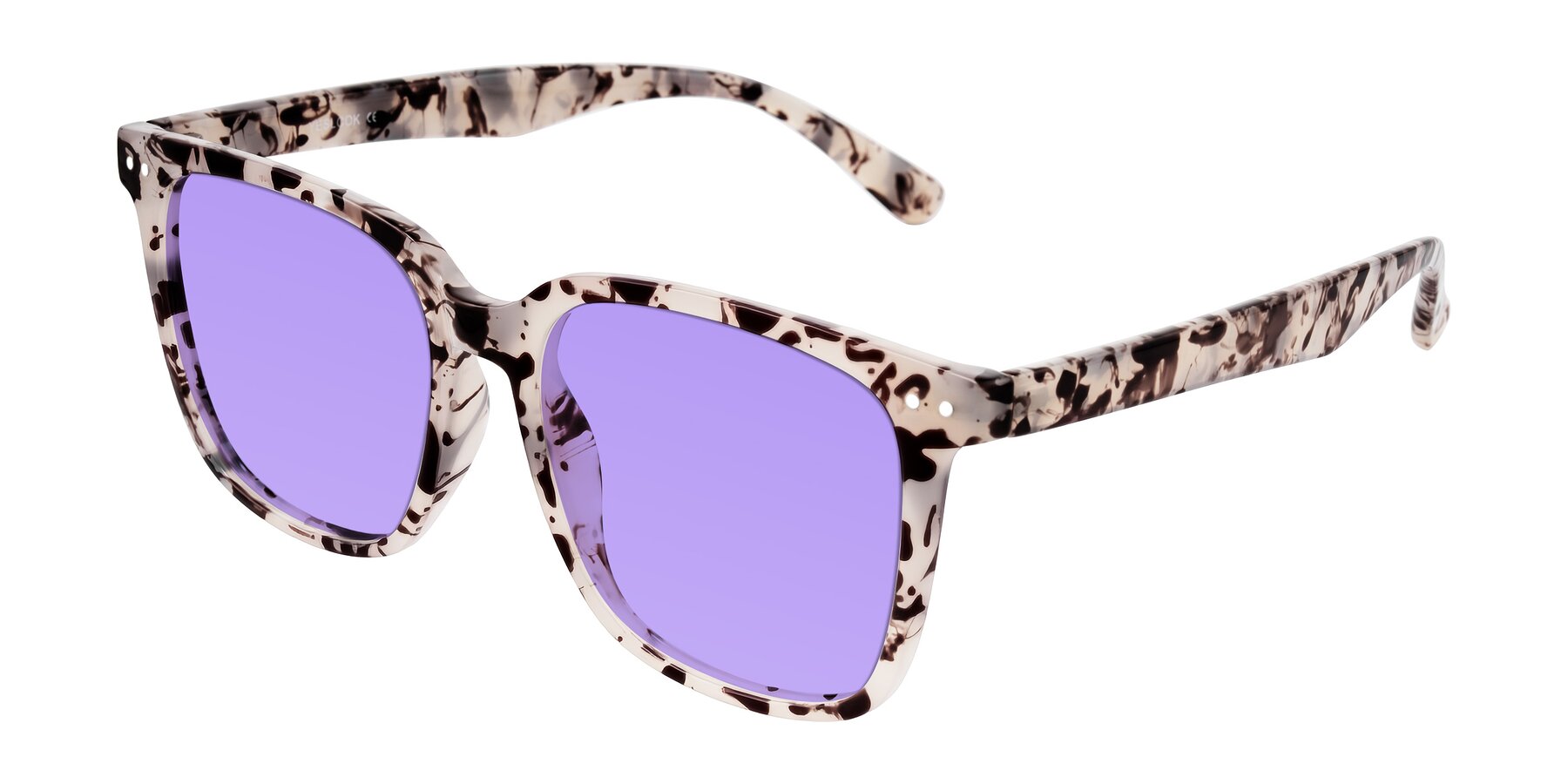 Angle of Arroyo in Ivory Tortoise with Medium Purple Tinted Lenses