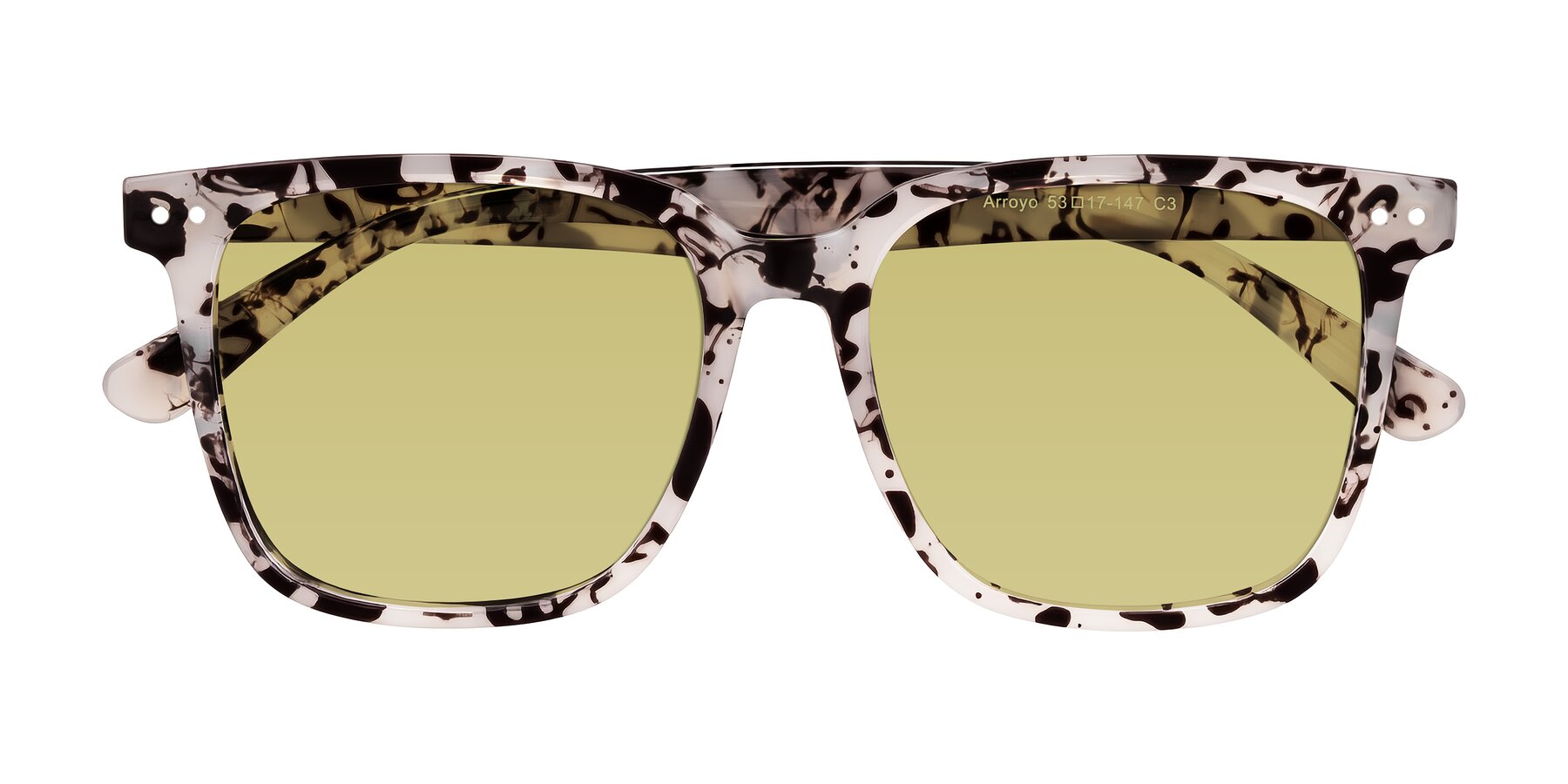 Folded Front of Arroyo in Ivory Tortoise with Medium Champagne Tinted Lenses