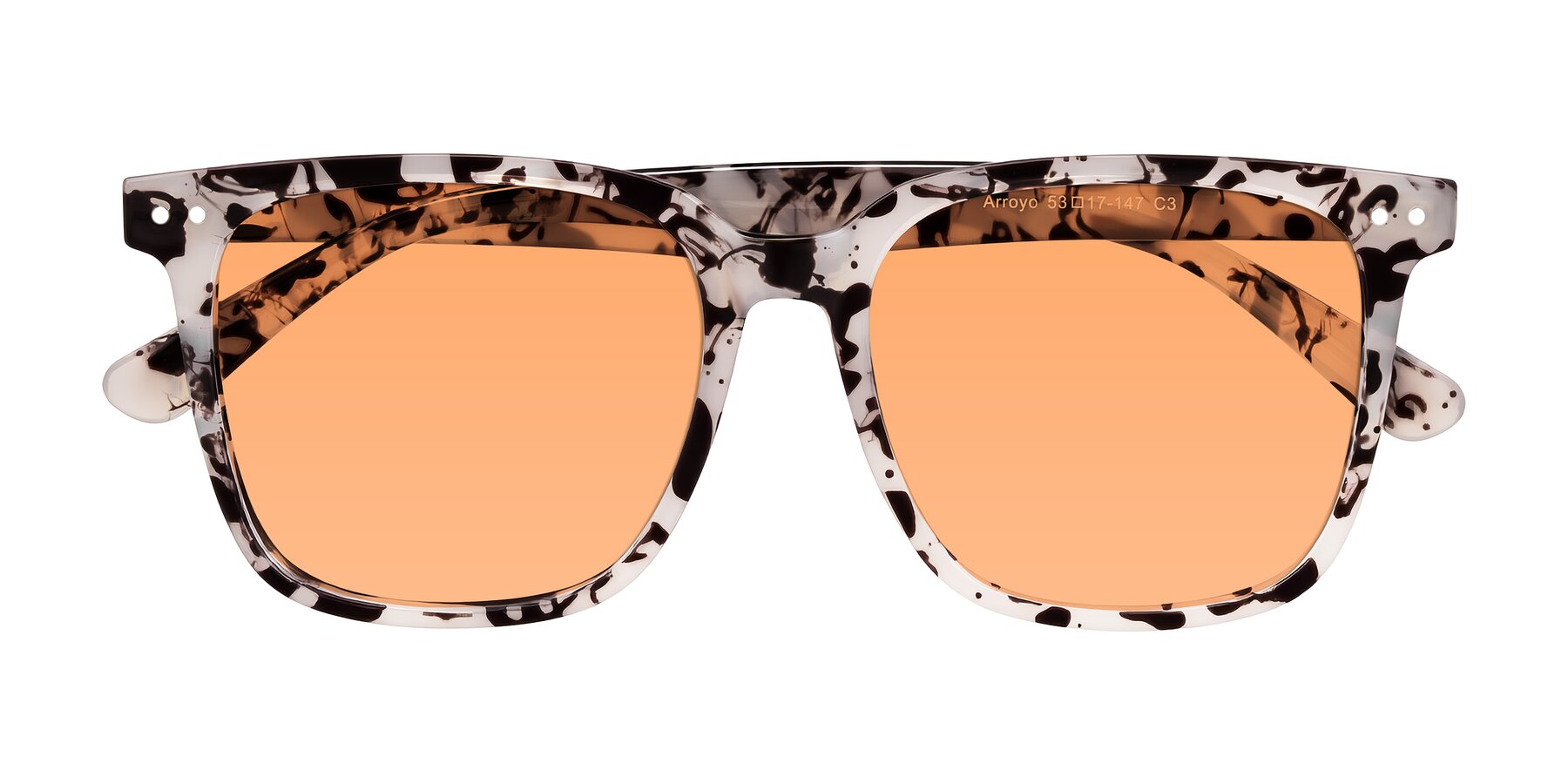 Folded Front of Arroyo in Ivory Tortoise with Medium Orange Tinted Lenses